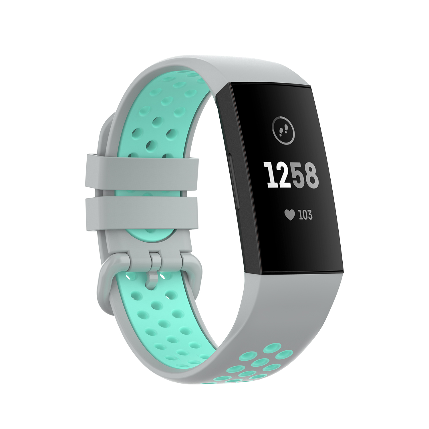 

Bi-Color Soft Silicone Band Для Fitbit Charge 4/4 SE / 3/3 SE SE - Серый / Циан, Fitbit Charge 4