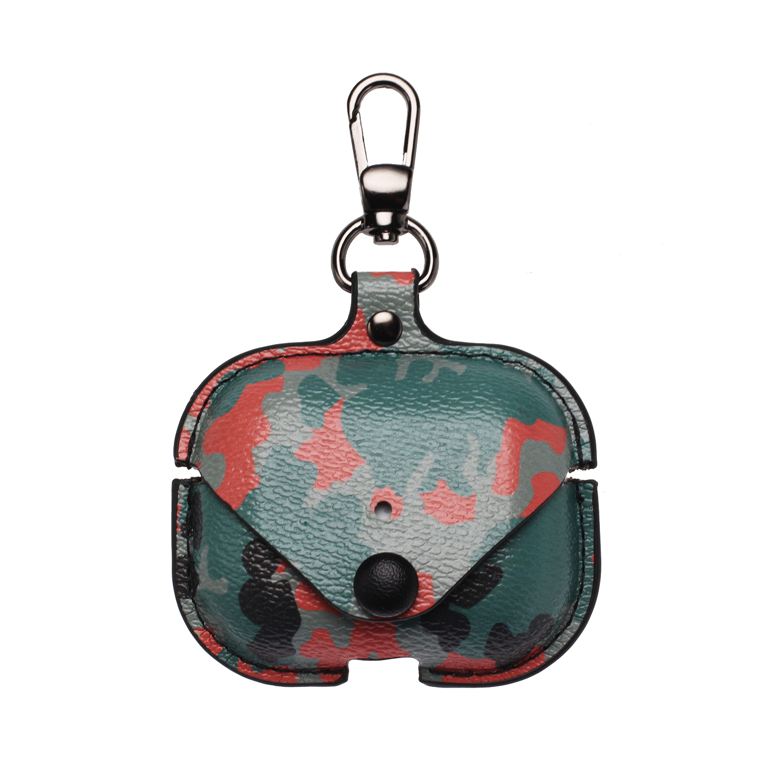 

CAMOUFLAGE Series Кожаный Bluetooth Наушники Чехол Для Apple Airpods Pro - Темно-зеленый / Оранжевый, AirPods Pro