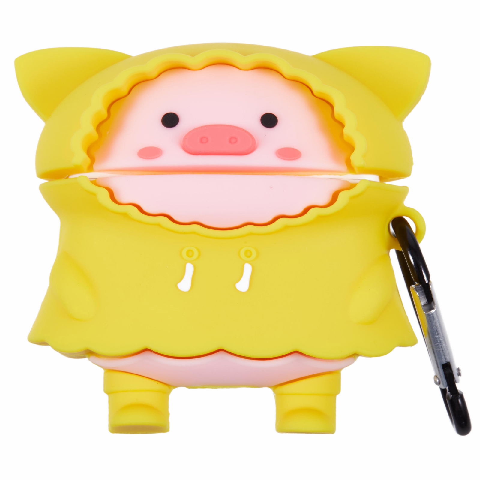 For Apple AirPods Pro Bluetooth-compatible Earphones Silicone Cover Raincoat Pig Protective Case with Carabiner