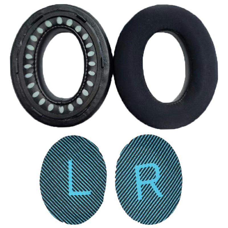 JZF-483 1 Pair For Bose Quietcomfort 35 Wireless Headphone Earpads Cooling Gel Replacement Earmuffs - Black / Blue