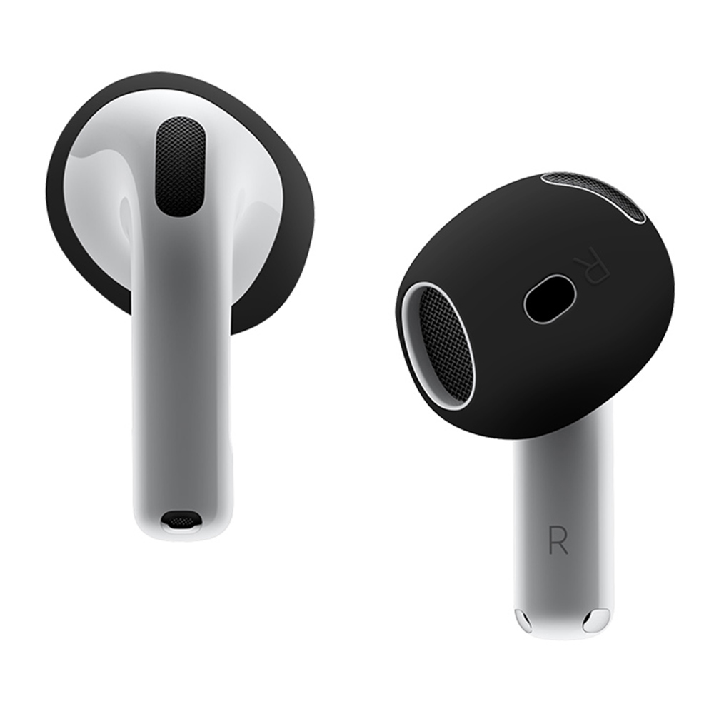 For AirPods 4 Earbuds Anti-Slip Silicone Cover Bluetooth-compatible Earphones Earmuffs Ear Tips - Black