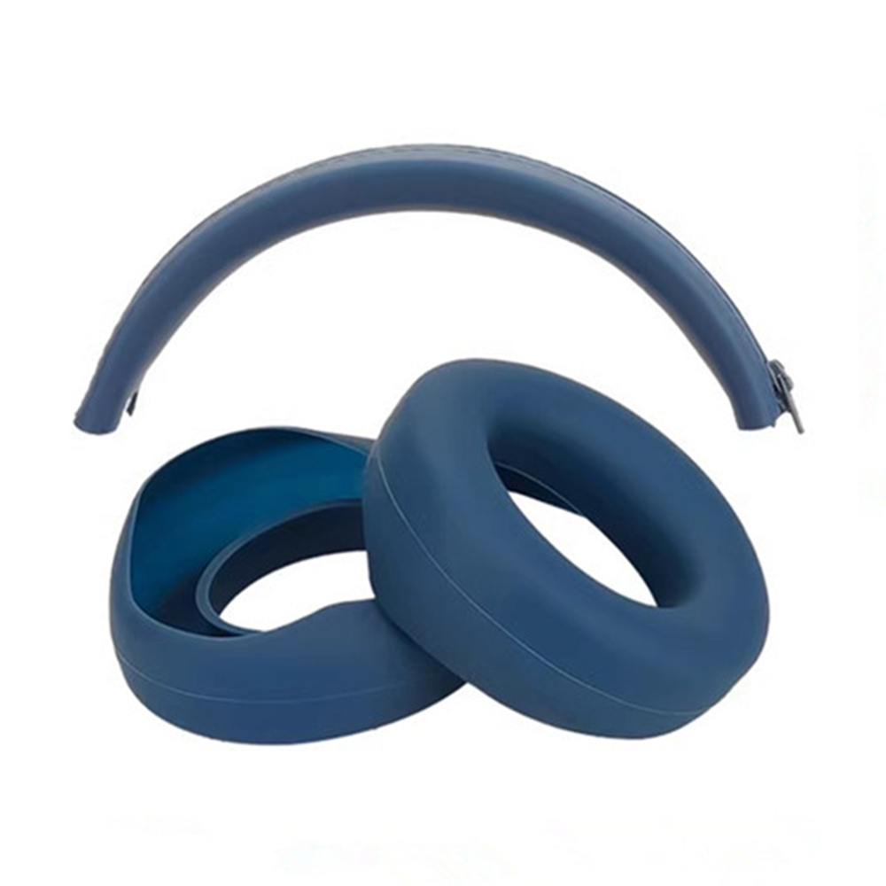 For Beats Studio 3 Headphones Silicone Case Set Earpad Cushion Cover + Headband Protector - Dark Blue
