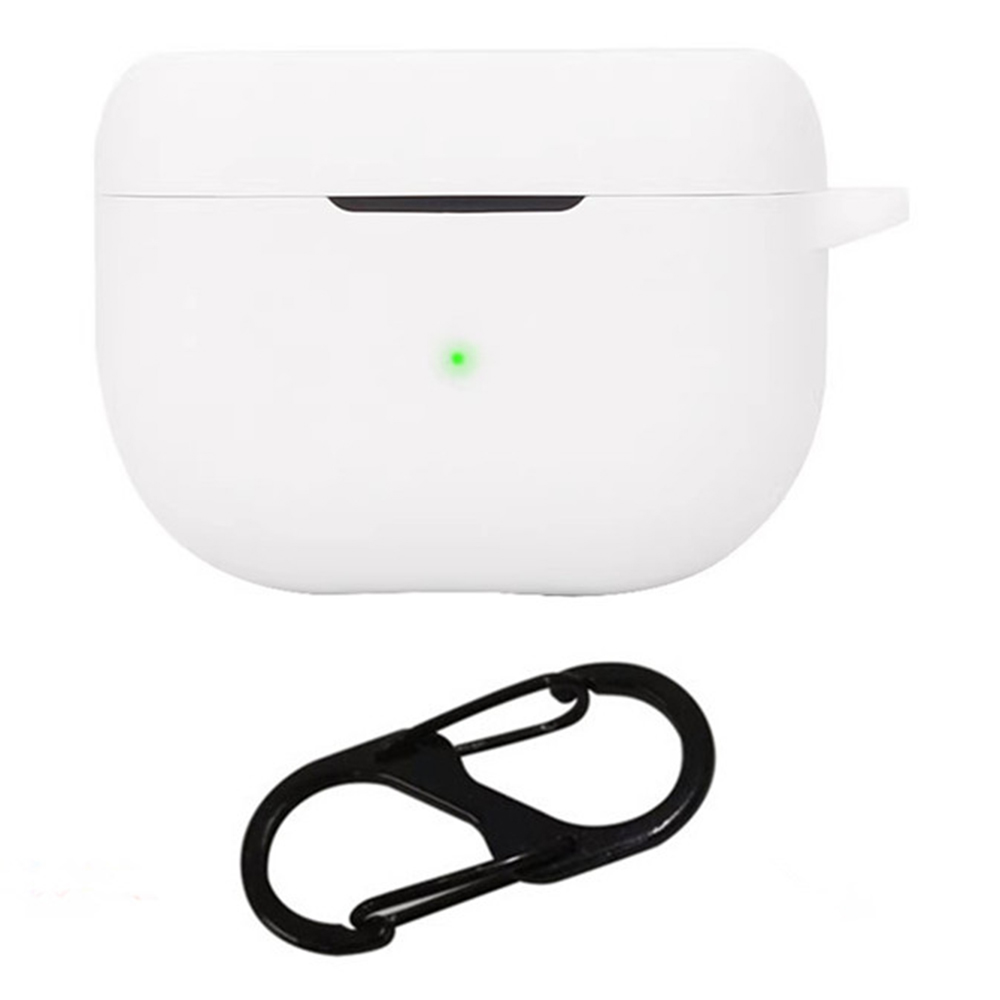 For Jabra Elite 10 Gen 2 Case with Anti Lost Buckle Bluetooth-compatible Earbuds Silicone Protective Cover - White