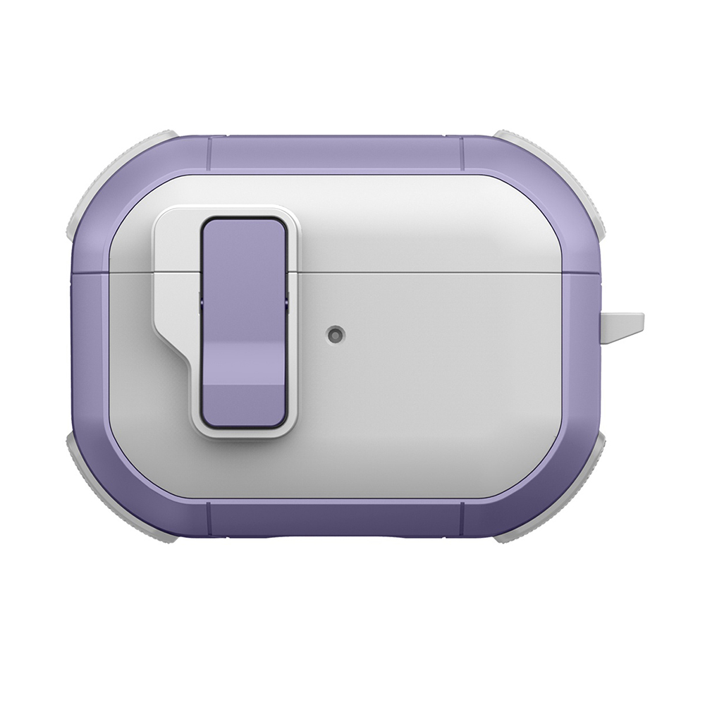 For Apple AirPods Pro 2 Case with Switch Button TPU + PC Compatible with MagSafe Earphone Cover with Hook - White  /  Light Purple