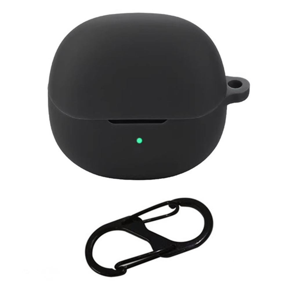 For QCY MeloBuds Pro Bluetooth-compatible Earphones Case with Anti Lost Buckle Silicone Protective Cover - Black