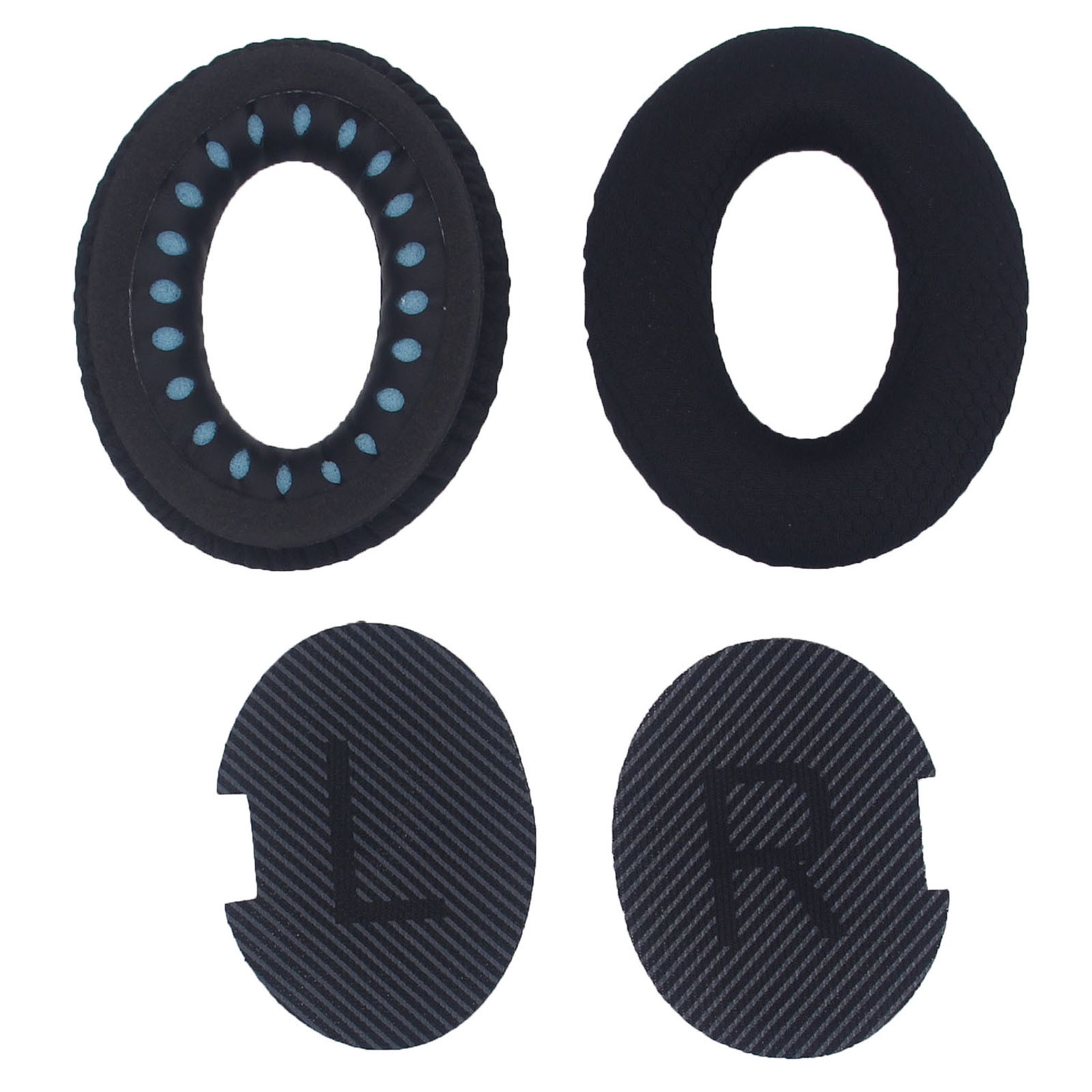JZF-525 1 Pair Headphone Ear Pads for Bose Soundtrue AE II / QuietComfort 35 / 25 / 15 Replacement Cushions Earmuffs - Black+Black