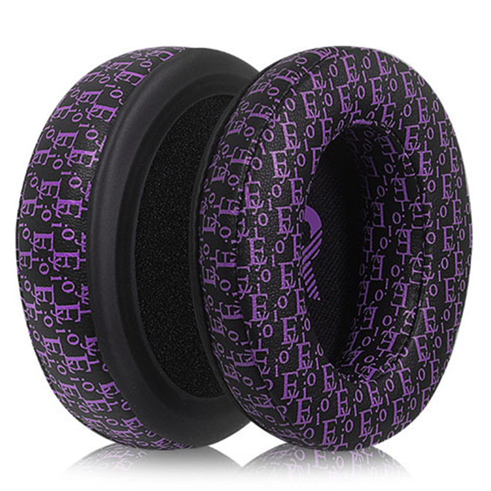 1 Pair Replacement Earpads For Sennheiser Momentum 2 Headphones Printed Design Ear Cushions - Black + Purple
