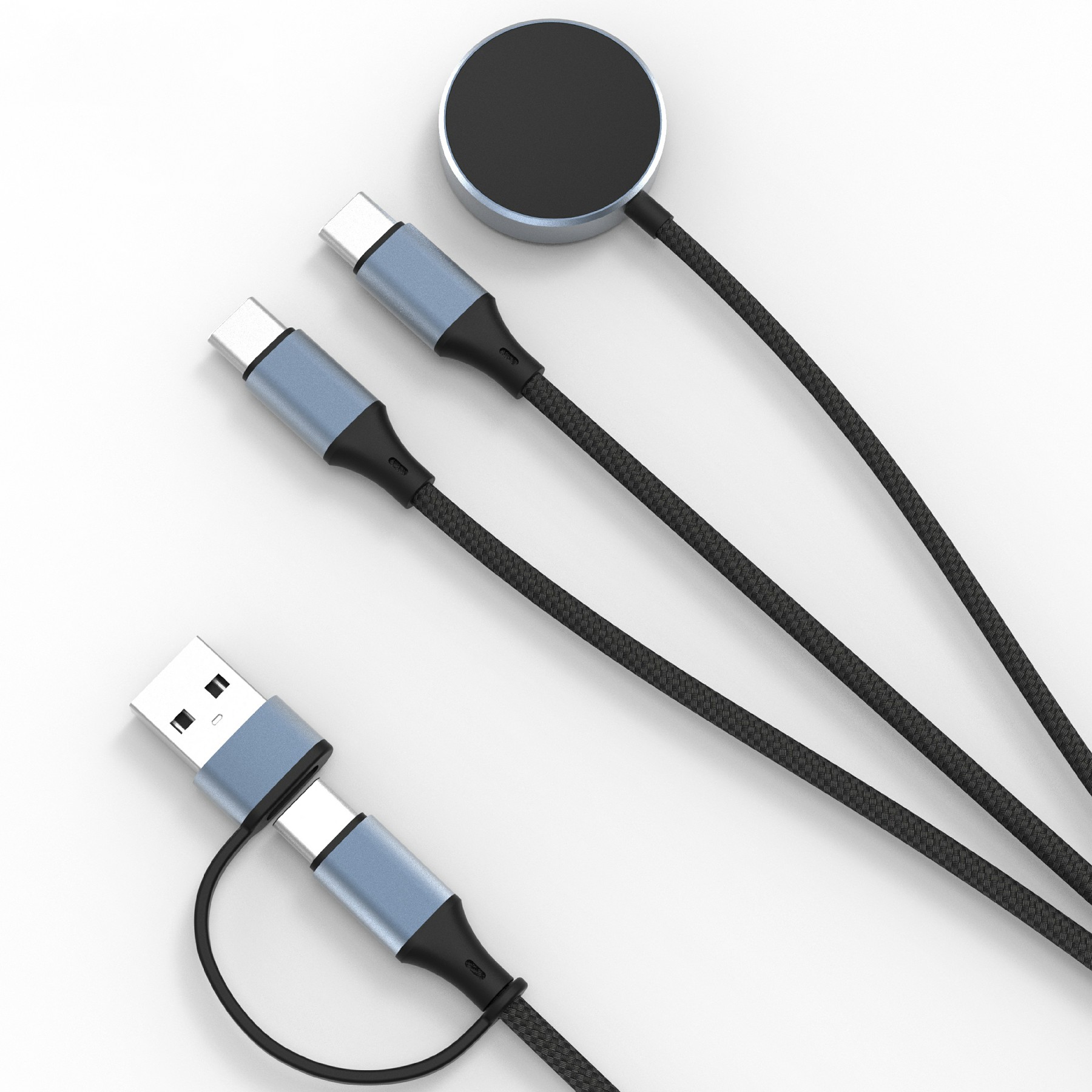 100W Metal Shell Braided Charging Cable Wireless Charger For Computer  /  Phone  /  Watch  /  Earbuds USB-C Output Cable - Dual Type-C (U33)