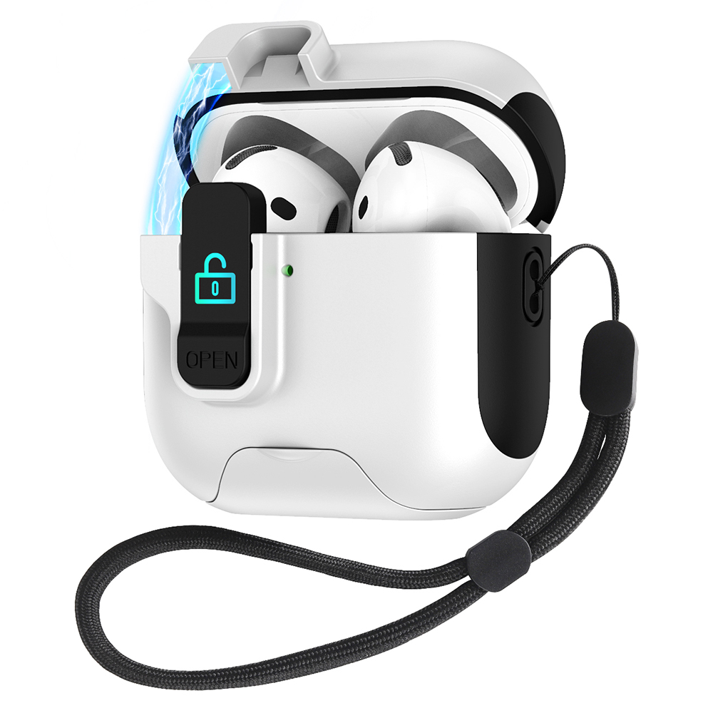 Splicing Color Earphone Cover For Apple AirPods with Wireless Charging Case (2019)  /  AirPods with Charging Case (2019)  /  (2016) - Black  /  White