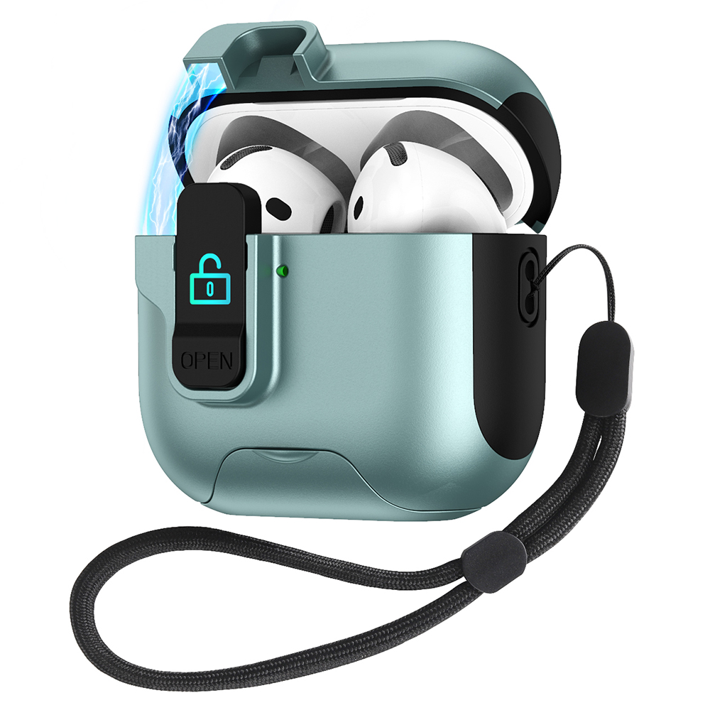 Splicing Color Earphone Cover For Apple AirPods with Wireless Charging Case (2019)  /  AirPods with Charging Case (2019)  /  (2016) - Green