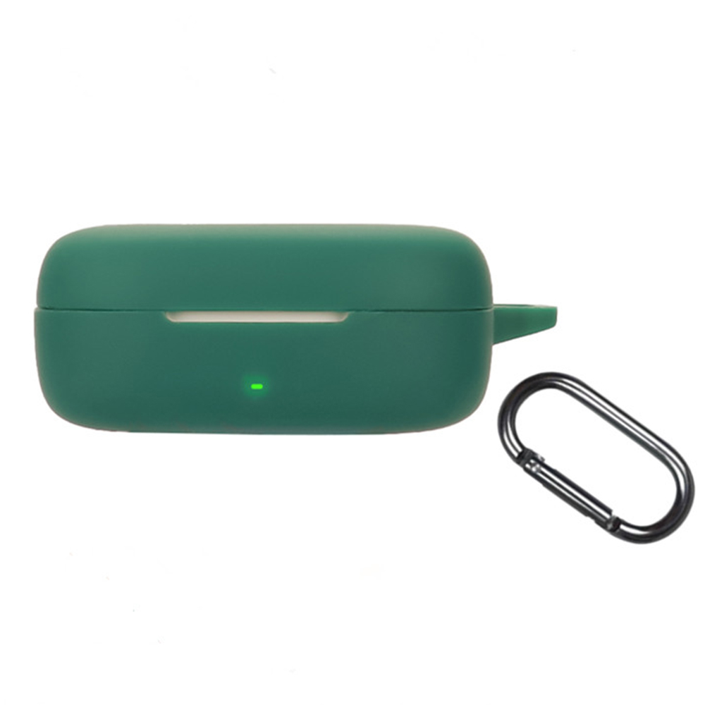 For Huawei FreeArc Silicone Case Wireless Earphones Protective Cover with Anti-Lost Buckle - Blackish Green