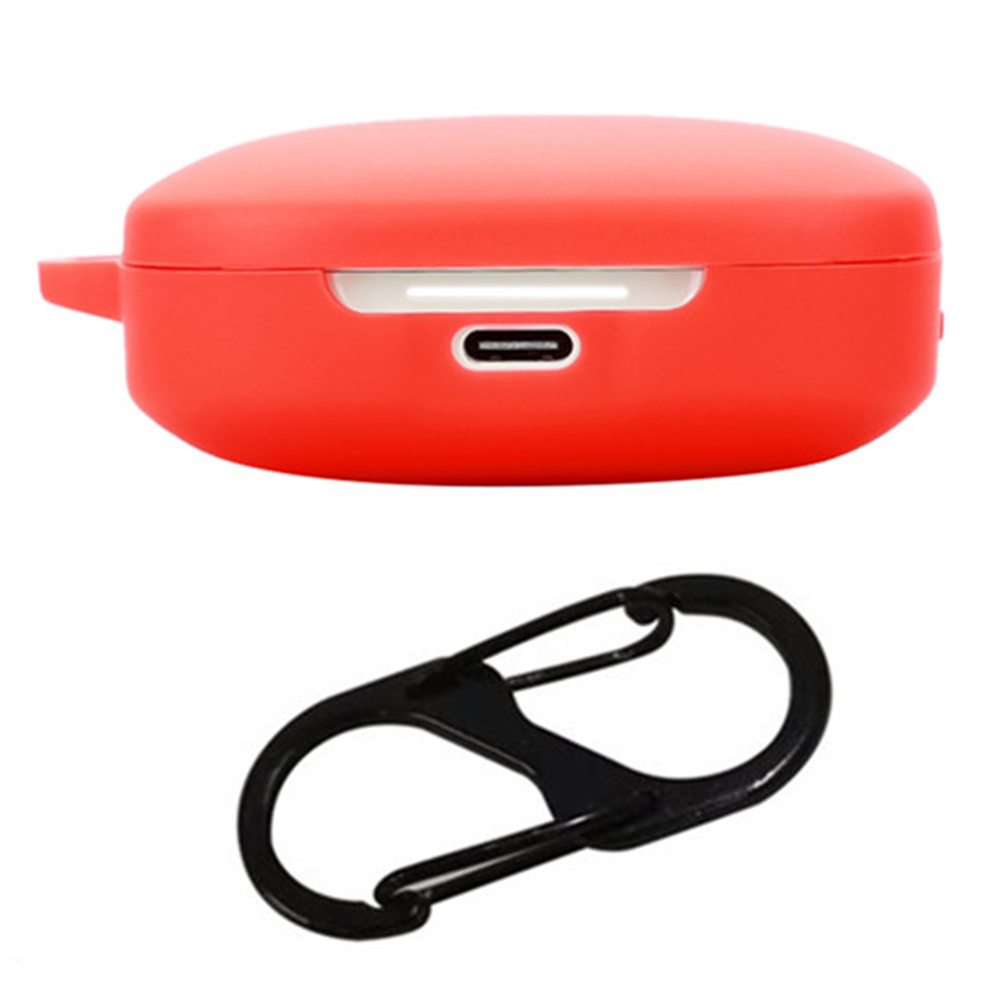 For Xiaomi Redmi Buds 7s Silicone Case Wireless Earphones Protective Cover with Anti-Lost Buckle - Red
