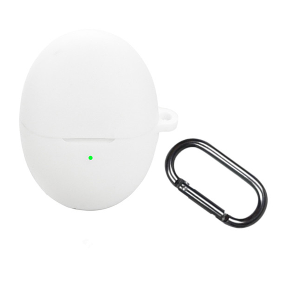For Huawei FreeBuds 6 Silicone Case Wireless Earphones Protective Cover with Anti-Lost Buckle - White