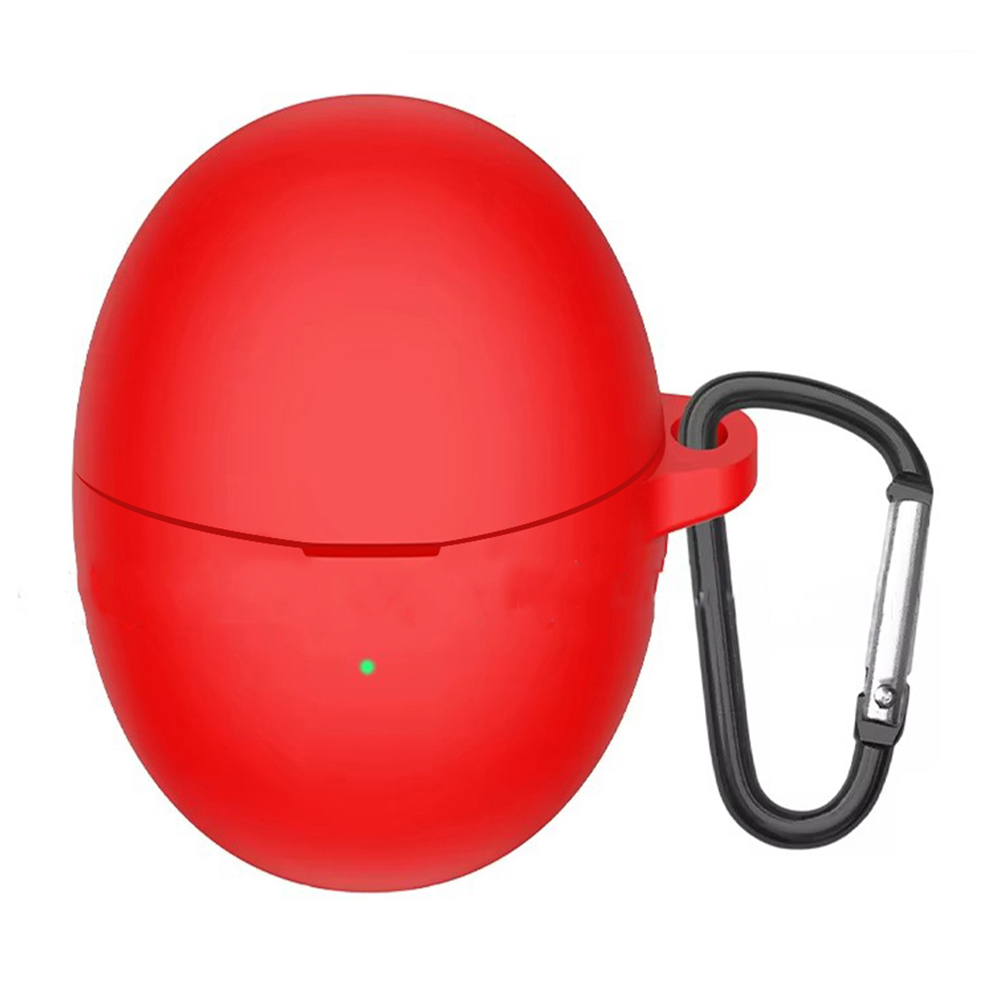 For Huawei FreeBuds 6 Silicone Case Wireless Earphone Anti-scratch Protective Cover with Carabiner - Red