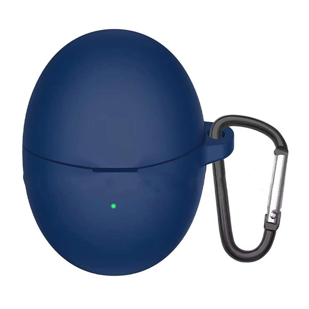 For Huawei FreeBuds 6 Silicone Case Wireless Earphone Anti-scratch Protective Cover with Carabiner - Dark Blue