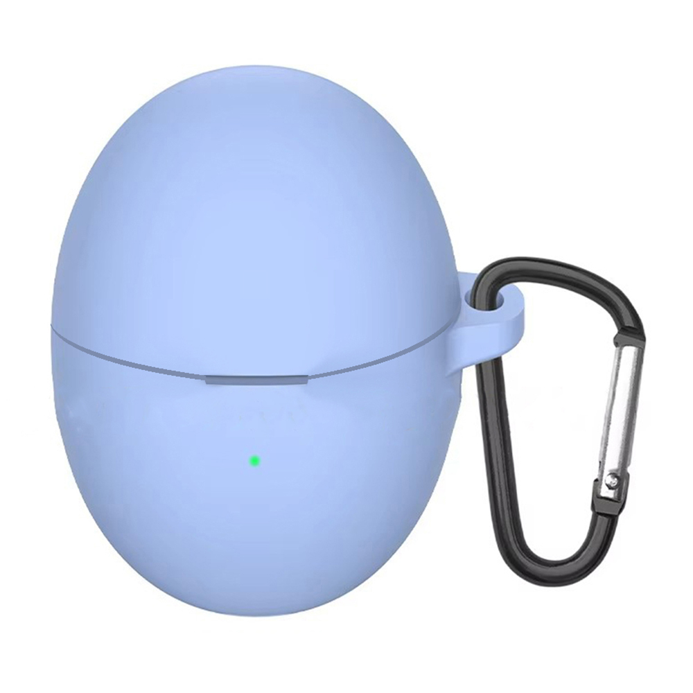 For Huawei FreeBuds 6 Silicone Case Wireless Earphone Anti-scratch Protective Cover with Carabiner - Sky Blue