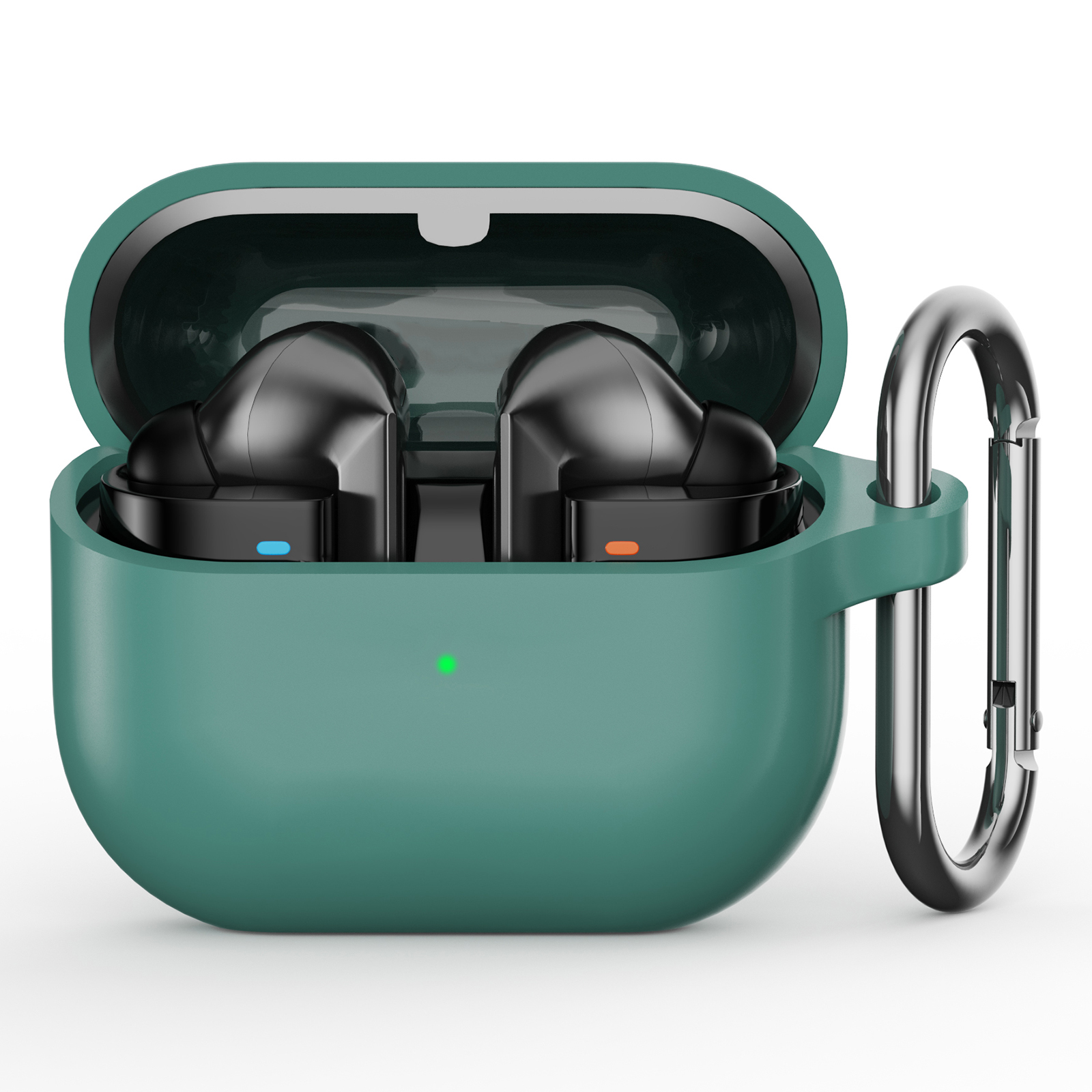 For Samsung Galaxy Buds3 Pro Silicone Case Earbuds Protective Cover with Carabiner - Green