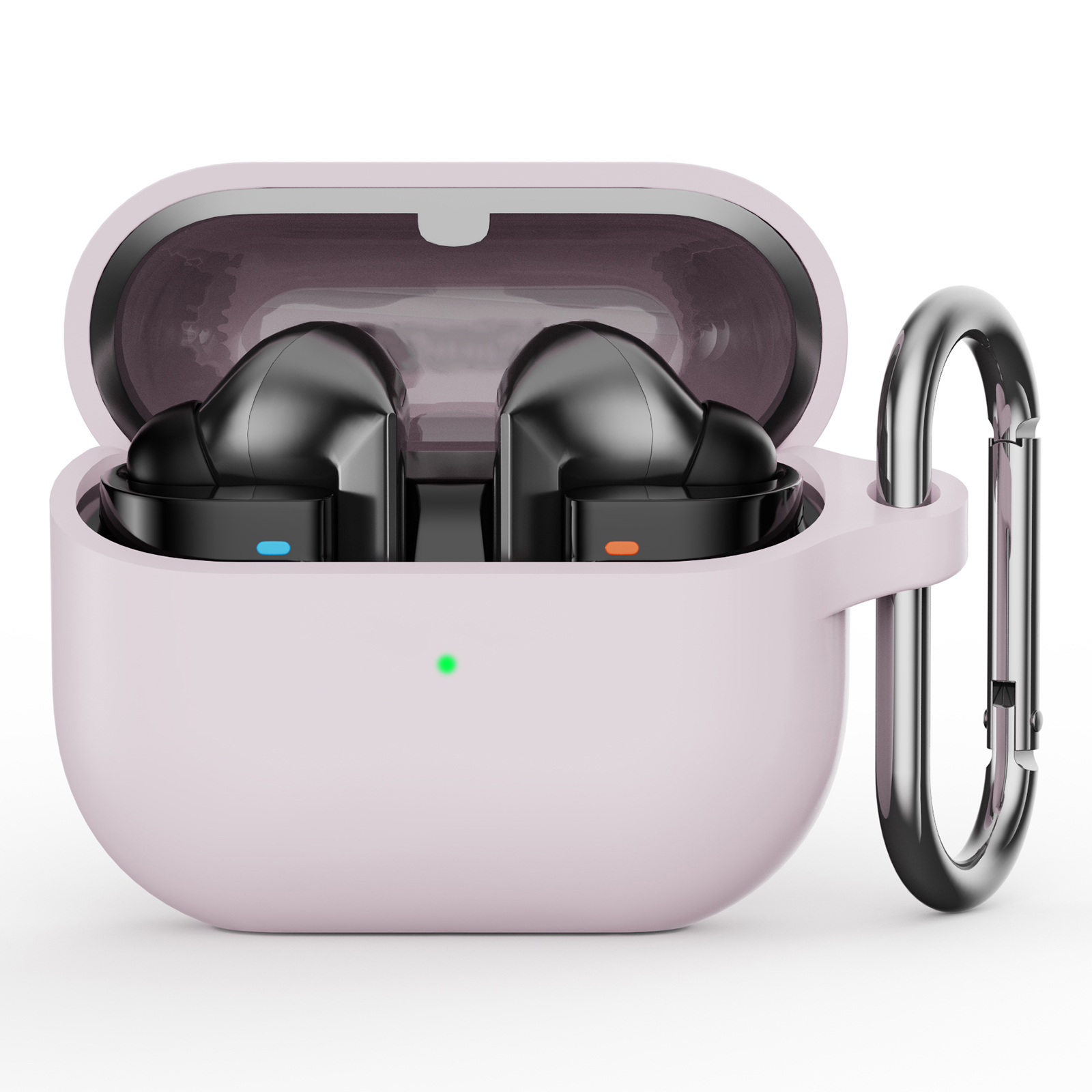 For Samsung Galaxy Buds3 Pro Silicone Case Earbuds Protective Cover with Carabiner - Pink