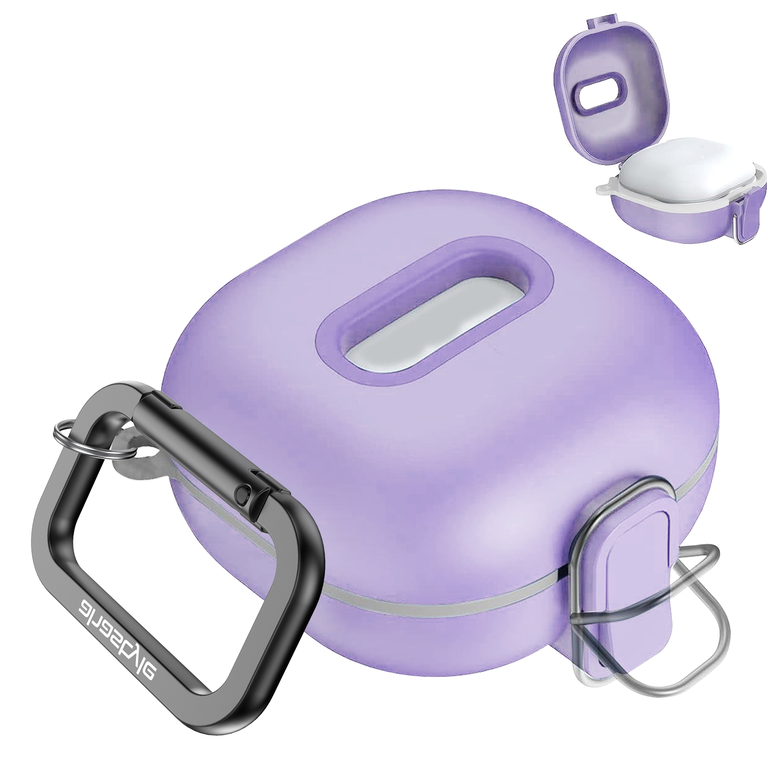 AHASTYLE WG128 Earbuds Case For Samsung Galaxy Buds Pro / Buds Live / Buds2 / Buds2 Pro / Buds FE , Switch Key TPU Protective Cover - Purple