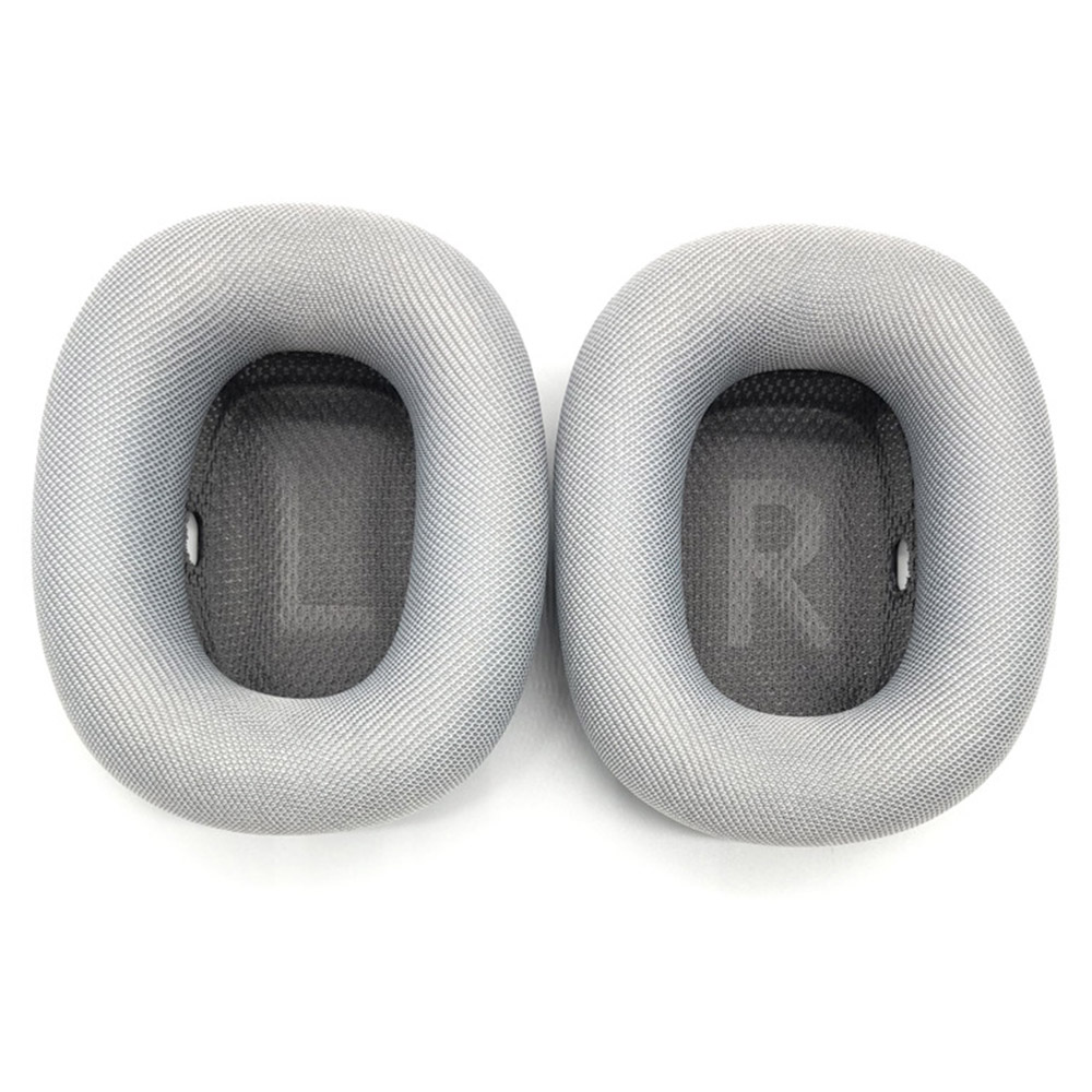 1 Pair for Apple AirPods Max Replacement Ear Pads Breathable Mesh Cloth Memory Foam Cushions - Silver