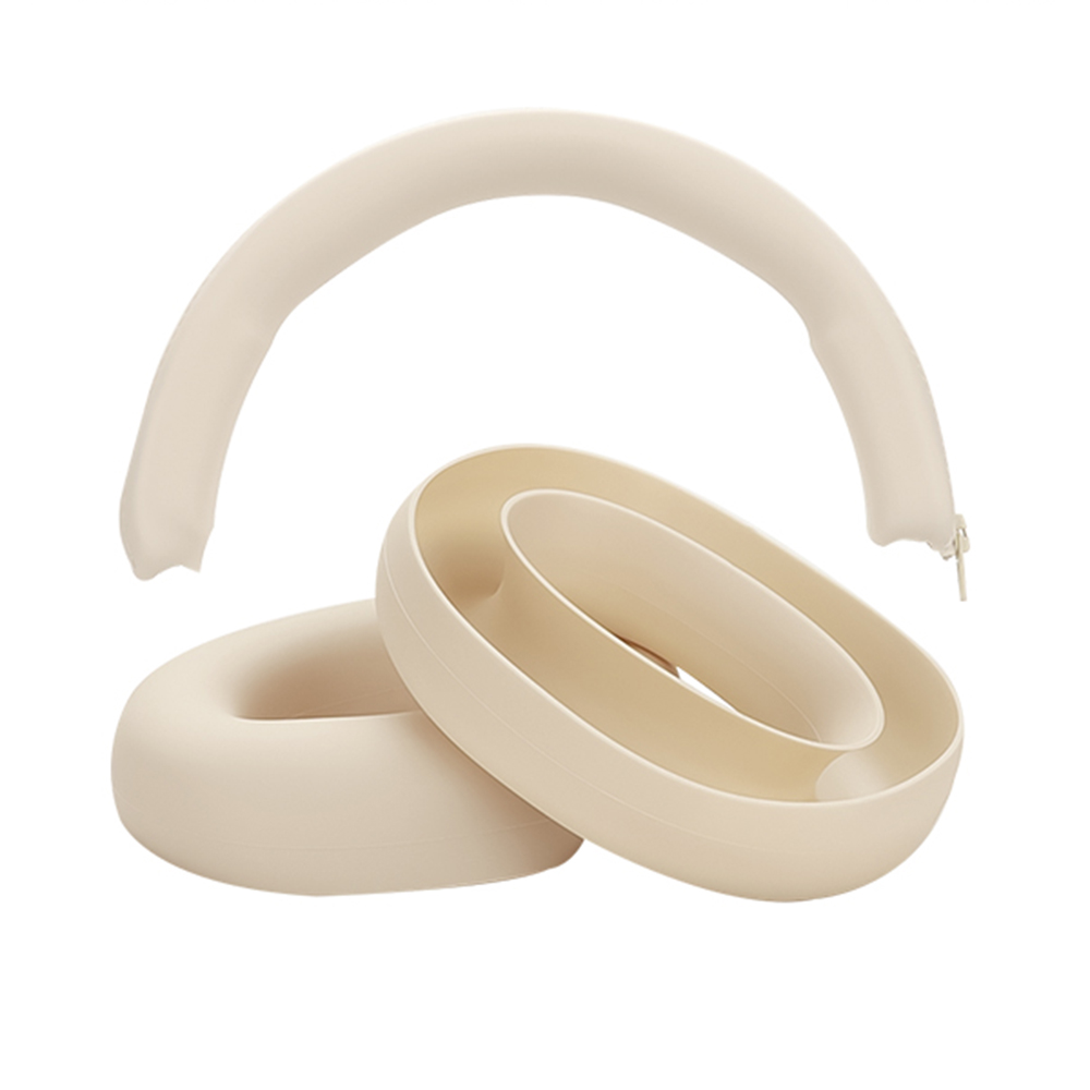 For iKF Mars Headphones Silicone Protective Case Set 2Pcs Earpad Cushion Cover + Headband Sleeve - Light Grey