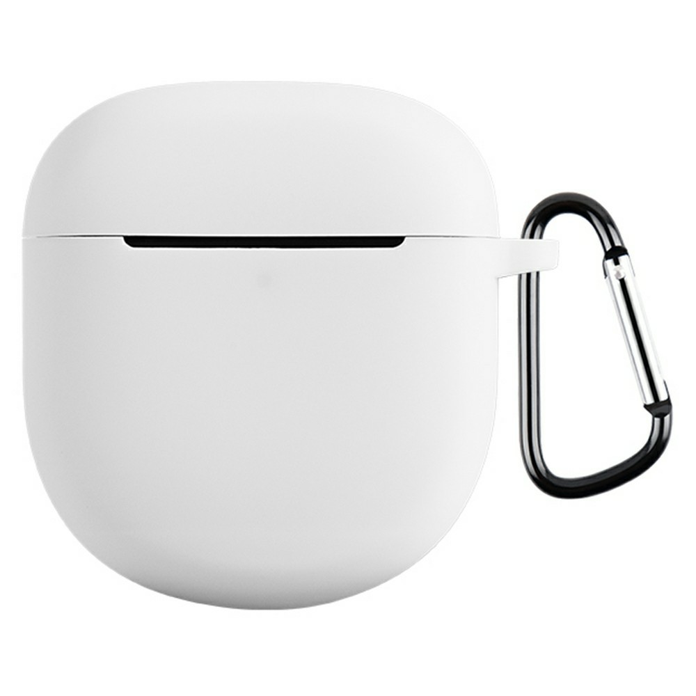 For Bose QuietComfort Earbuds II Silicone Case Wireless Earphone Anti-scratch Protective Cover with Carabiner - White