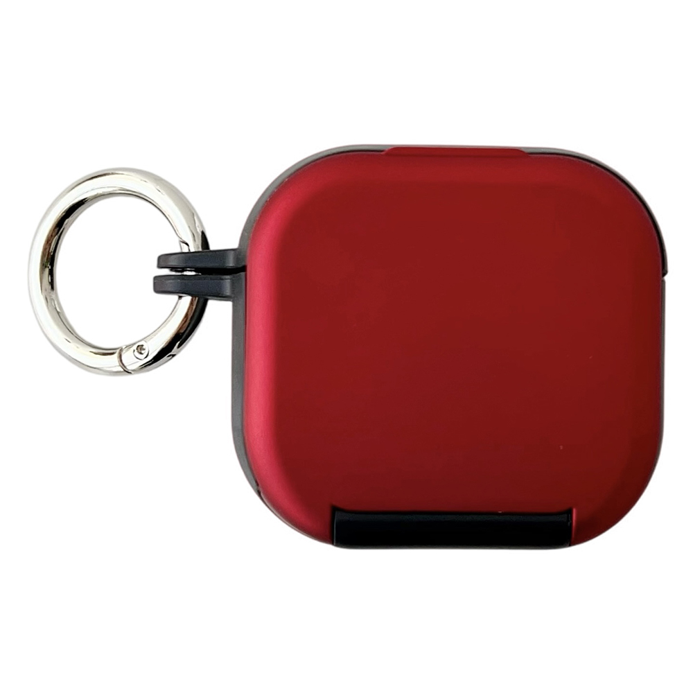 For Apple AirPods 4 Earphone Case TPU PC Shockproof Protective Cover with Mirror - Black+Red