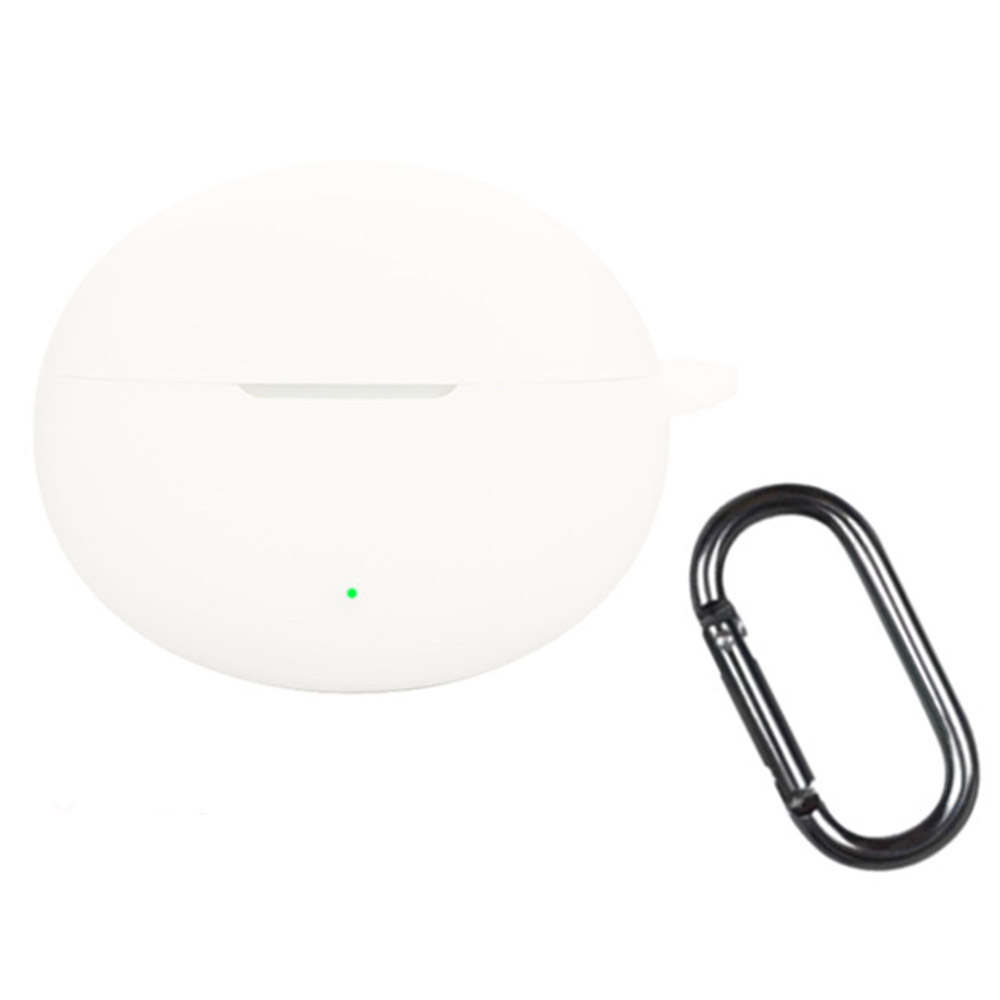 For OnePlus Buds 4 Silicone Case Wireless Earphones Protective Cover with Anti-Lost Buckle - White