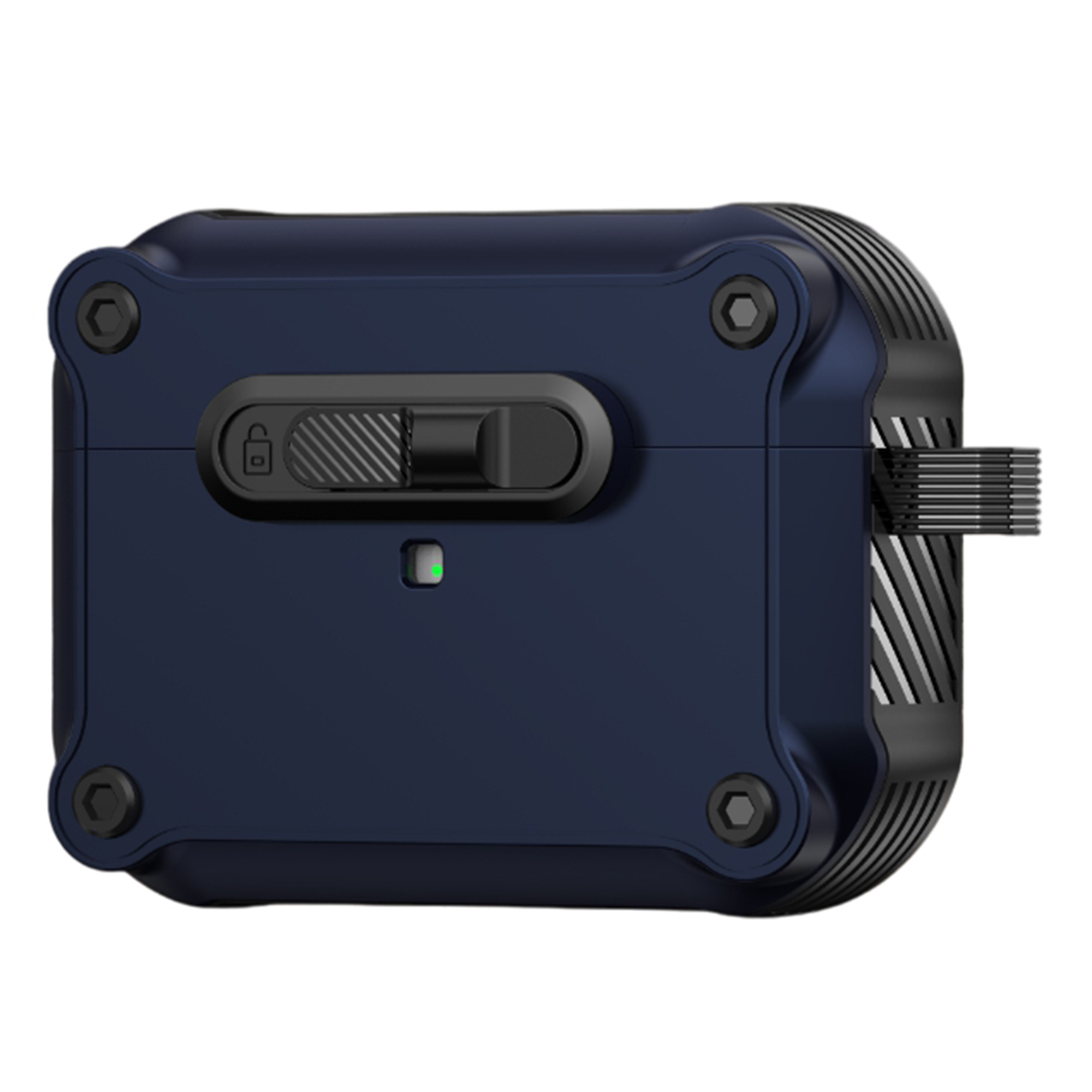 For Apple AirPods Pro Case TPU + PC Earphone Cover with Front Lock Carabiner Clip - Dark Blue