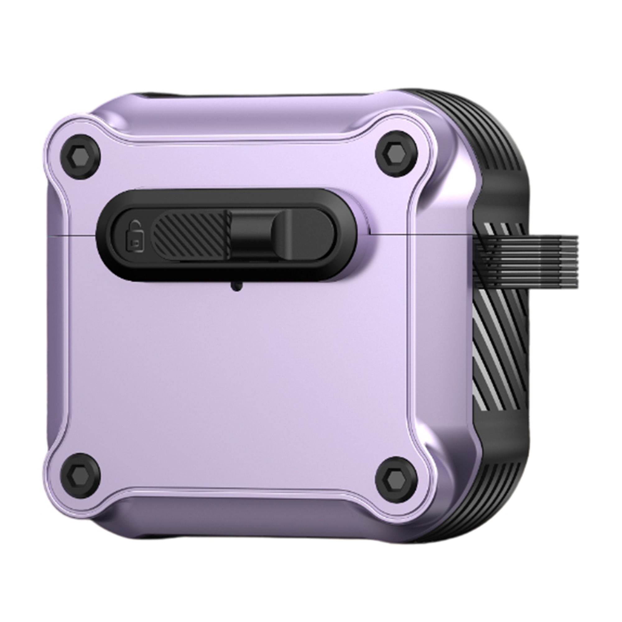 For AirPods 4 with ANC Case TPU + PC Earphone Cover with Front Lock Carabiner Clip - Purple