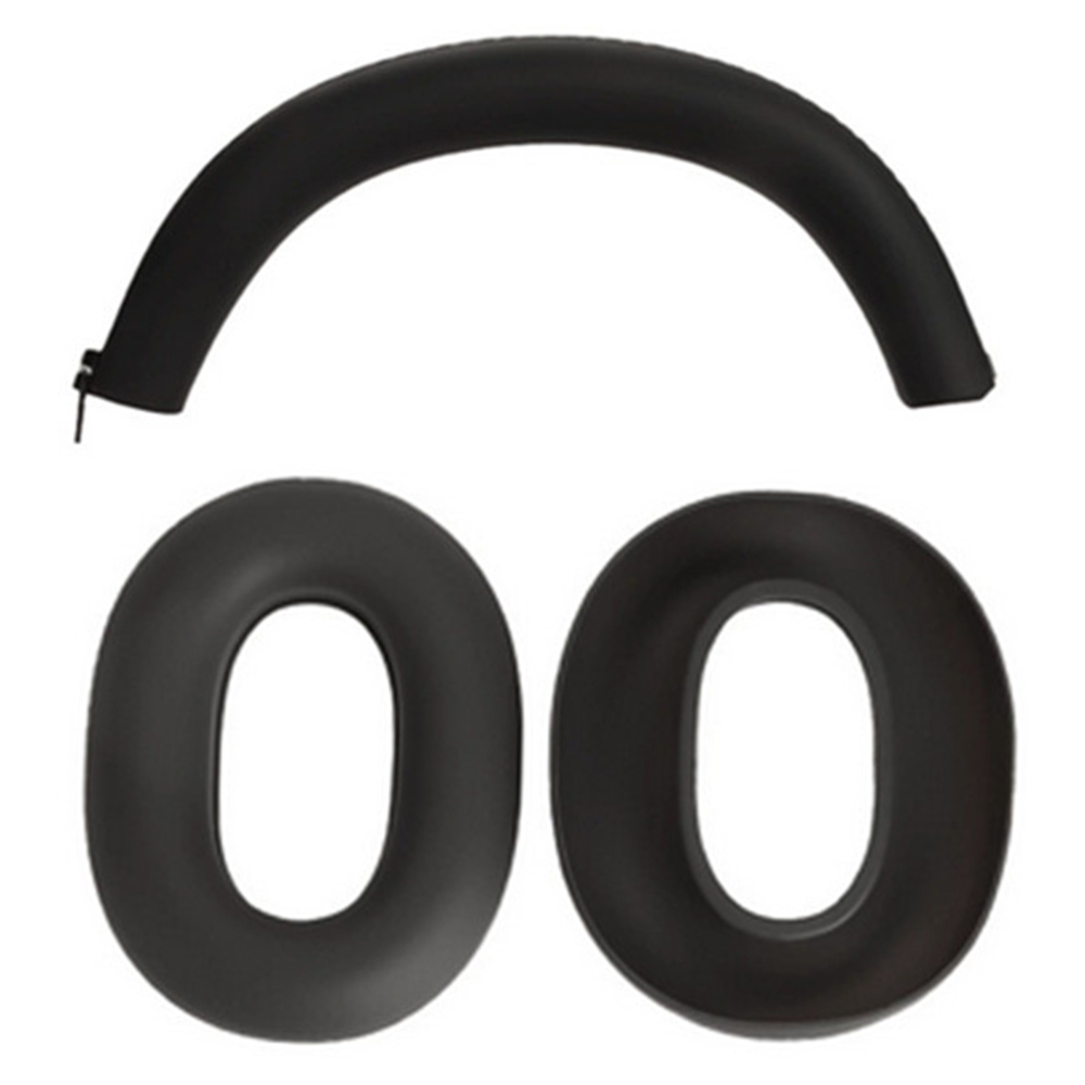 For Sony WH-1000XM6 Headphones Silicone Case Set with 2Pcs Earpads Protective Cover + Headband Cushion - Black