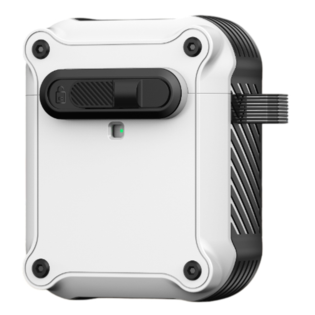 TPU + PC Earphone Cover with Front Lock For Apple AirPods with Wireless Charging Case (2019)  /  AirPods with Charging Case (2019)  /  (2016) - White