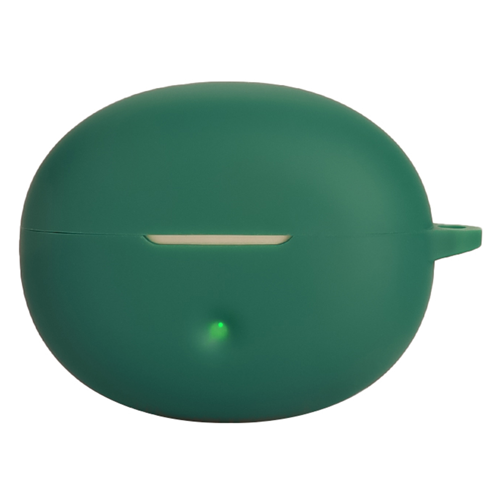 For QCY Crossky C50 Silicone Case Wireless Earphones Protective Cover with Anti-Lost Buckle - Blackish Green