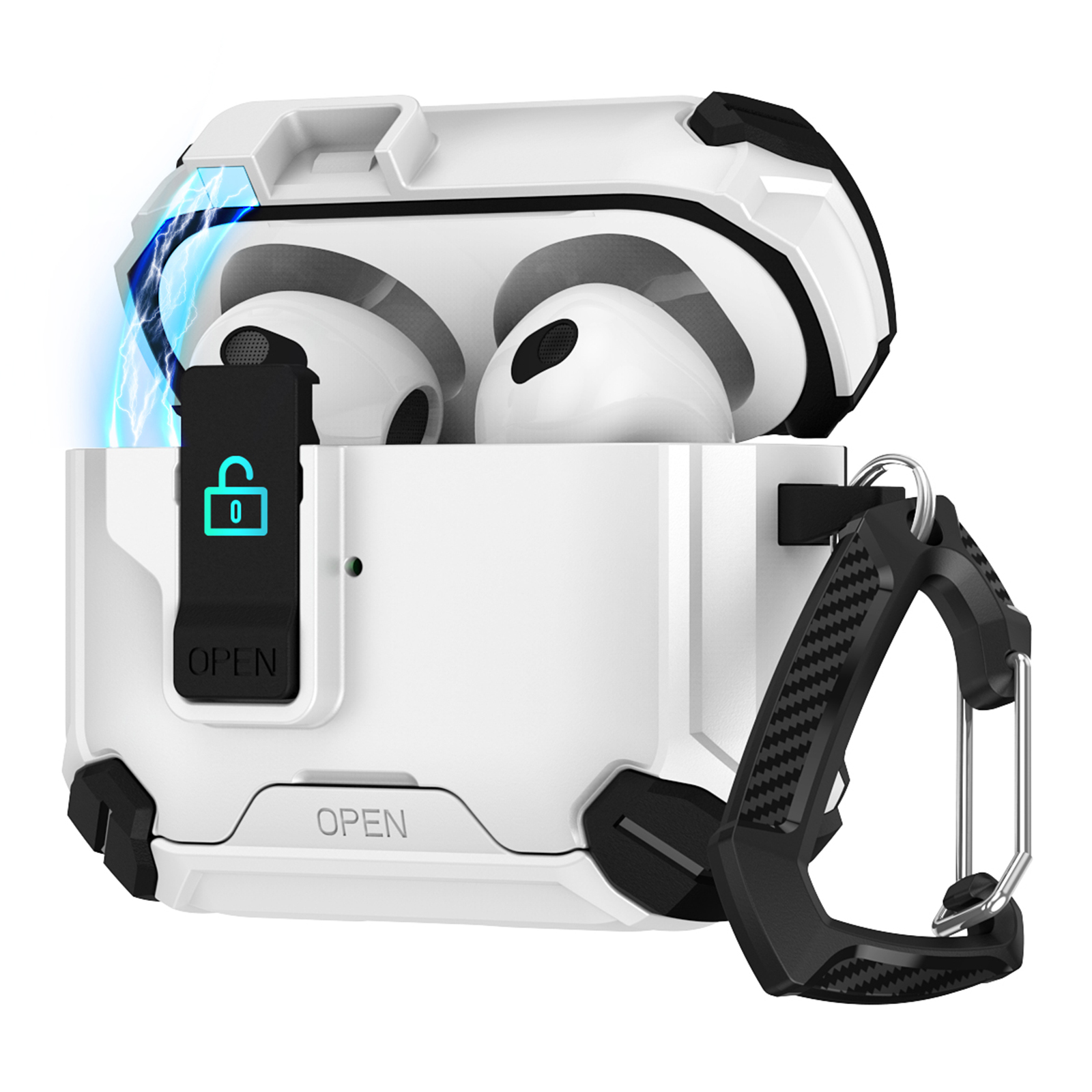 Magnetic Stand Earbuds Case For Apple AirPods with Wireless Charging Case (2019)  /  AirPods with Charging Case (2019)  /  (2016) - Black  /  White