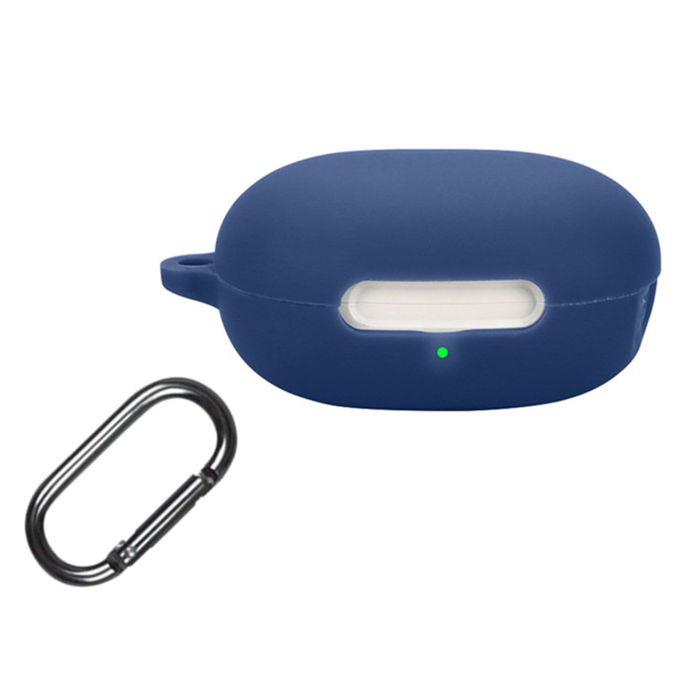For QCY AilyBuds E20 Silicone Case Wireless Earphones Protective Cover with Anti-Lost Buckle - Dark Blue