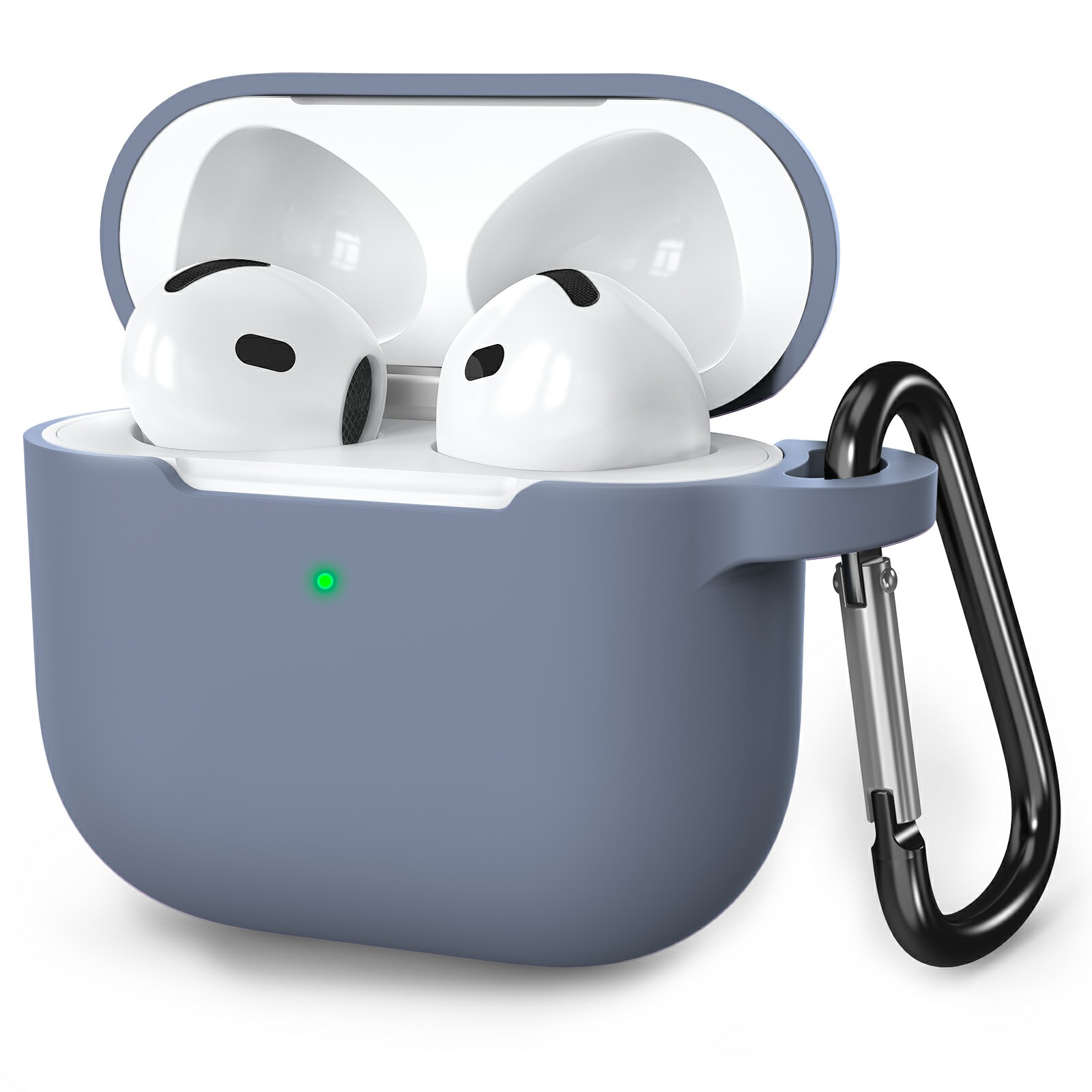 AHASTYLE WE36 For AirPods 4 Case Silicone Earbuds Protective Cover with Carabiner - Lavender Grey