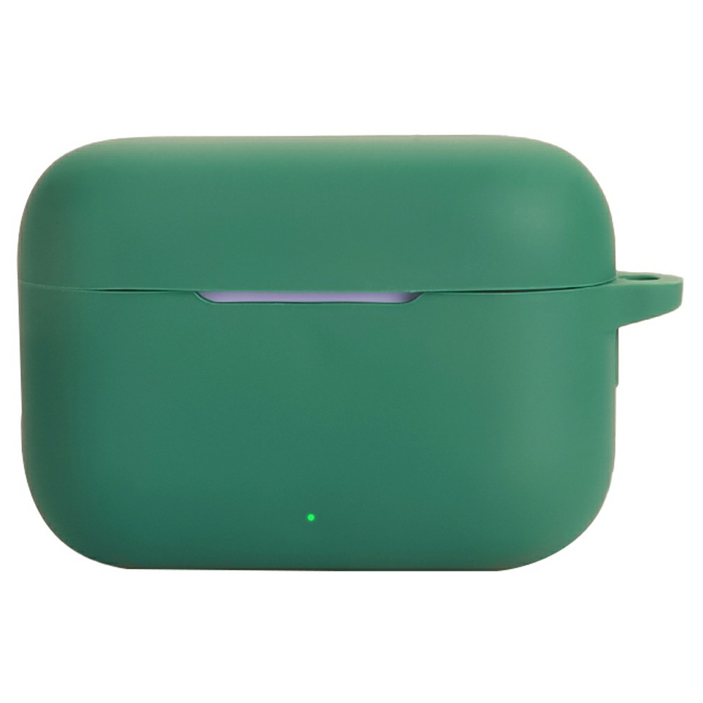 For Realme Buds T200 Wireless Earphones Silicone Case Protective Cover with Anti-Lost Hanging Buckle - Blackish Green
