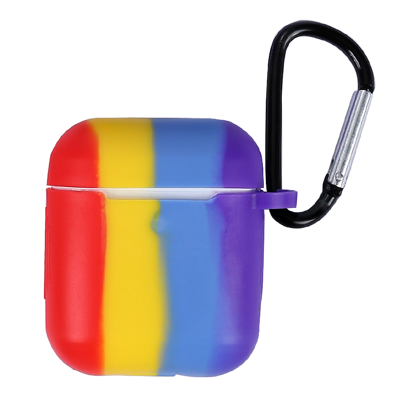 

Rainbow Bluetooth Earphones Soft TPU Protective Cover Shell with Hook for Apple AirPods with Charging Case (2016)/(2019) / AirPods with Wireless Charging Case (2019) - Red/Purple, Apple AirPods with Charging Case (2016)