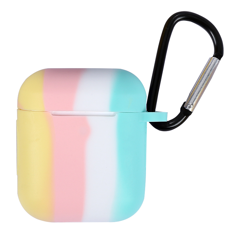 

Rainbow Bluetooth Earphones Soft TPU Protective Cover Shell with Hook for Apple AirPods with Charging Case (2016)/(2019) / AirPods with Wireless Charging Case (2019) - Light Yellow/Cyan, Apple AirPods with Charging Case (2016)