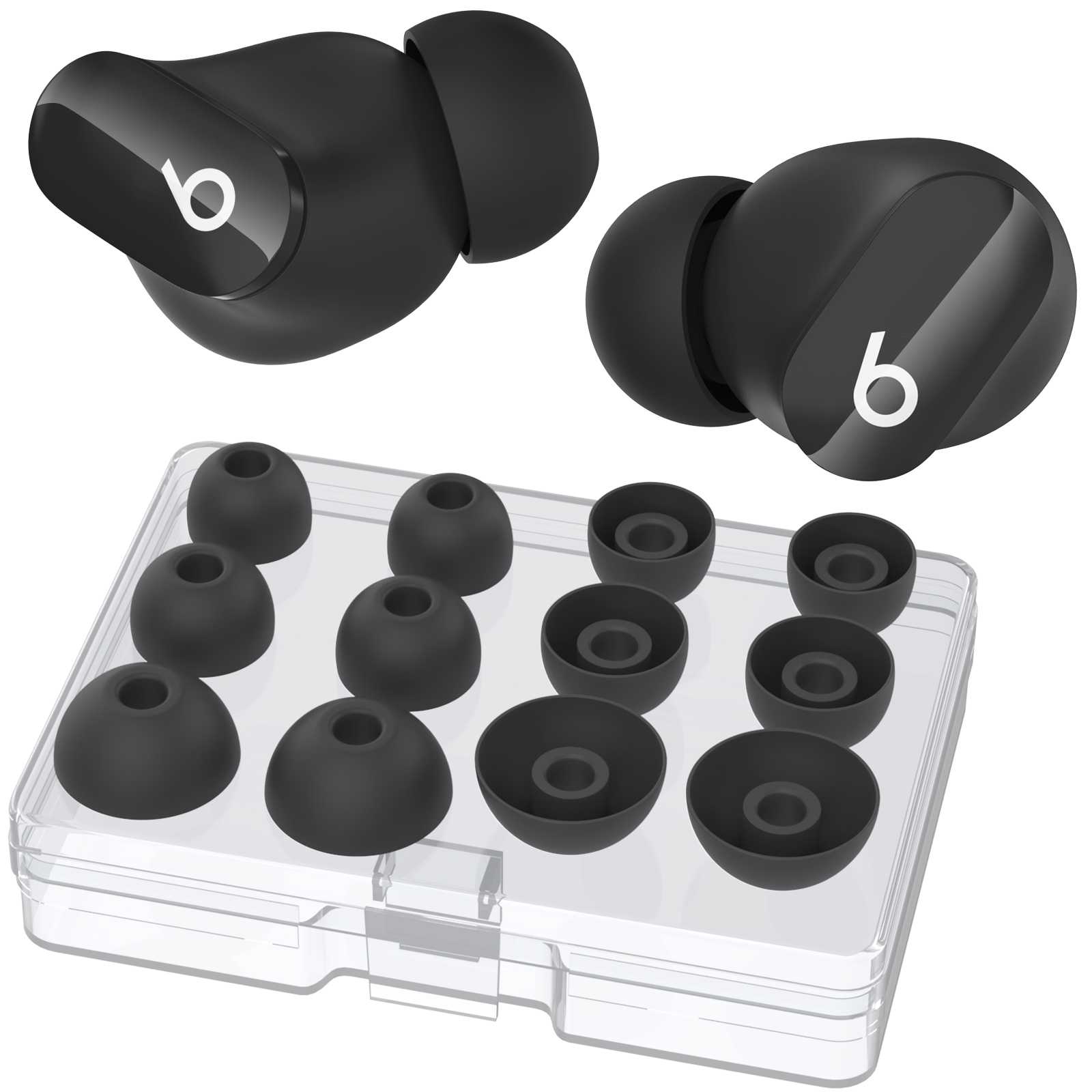 AHASTYLE WG150 6 Pairs Silicone Ear Tips For Beats Studio Buds / Studio Buds + / Fit Pro , Replacement Earphone Caps, Size: S + M + L - Black