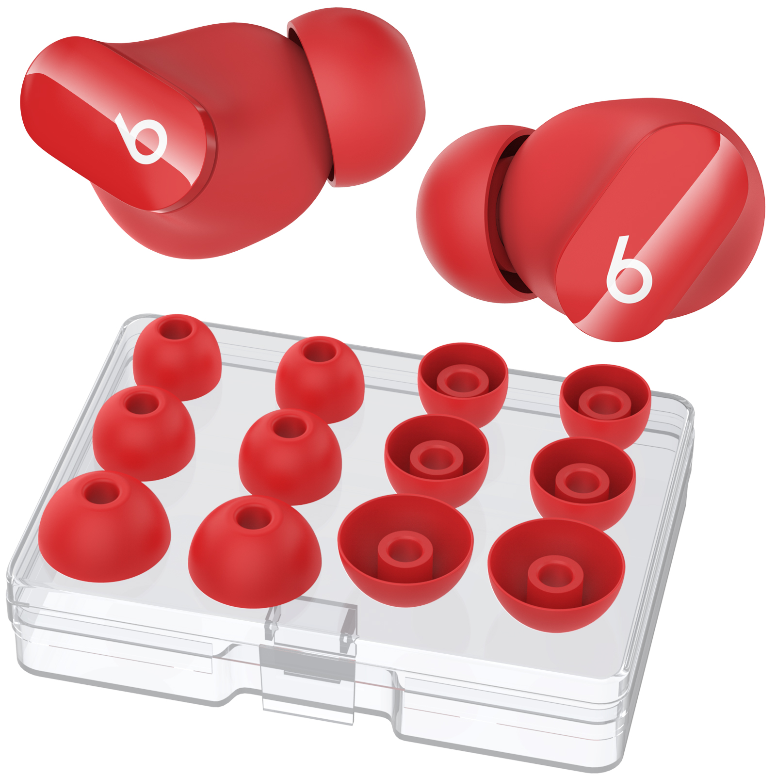 AHASTYLE WG150 6 Pairs Silicone Ear Tips For Beats Studio Buds / Studio Buds + / Fit Pro , Replacement Earphone Caps, Size: S + M + L - Red