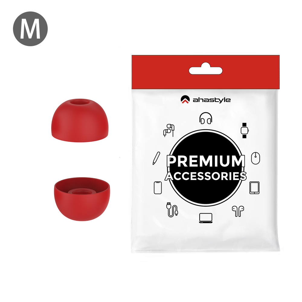AHASTYLE WG150 1 Pair Silicone Ear Tips For Beats Studio Buds / Studio Buds + / Fit Pro , Replacement Earphone Caps - Red / M