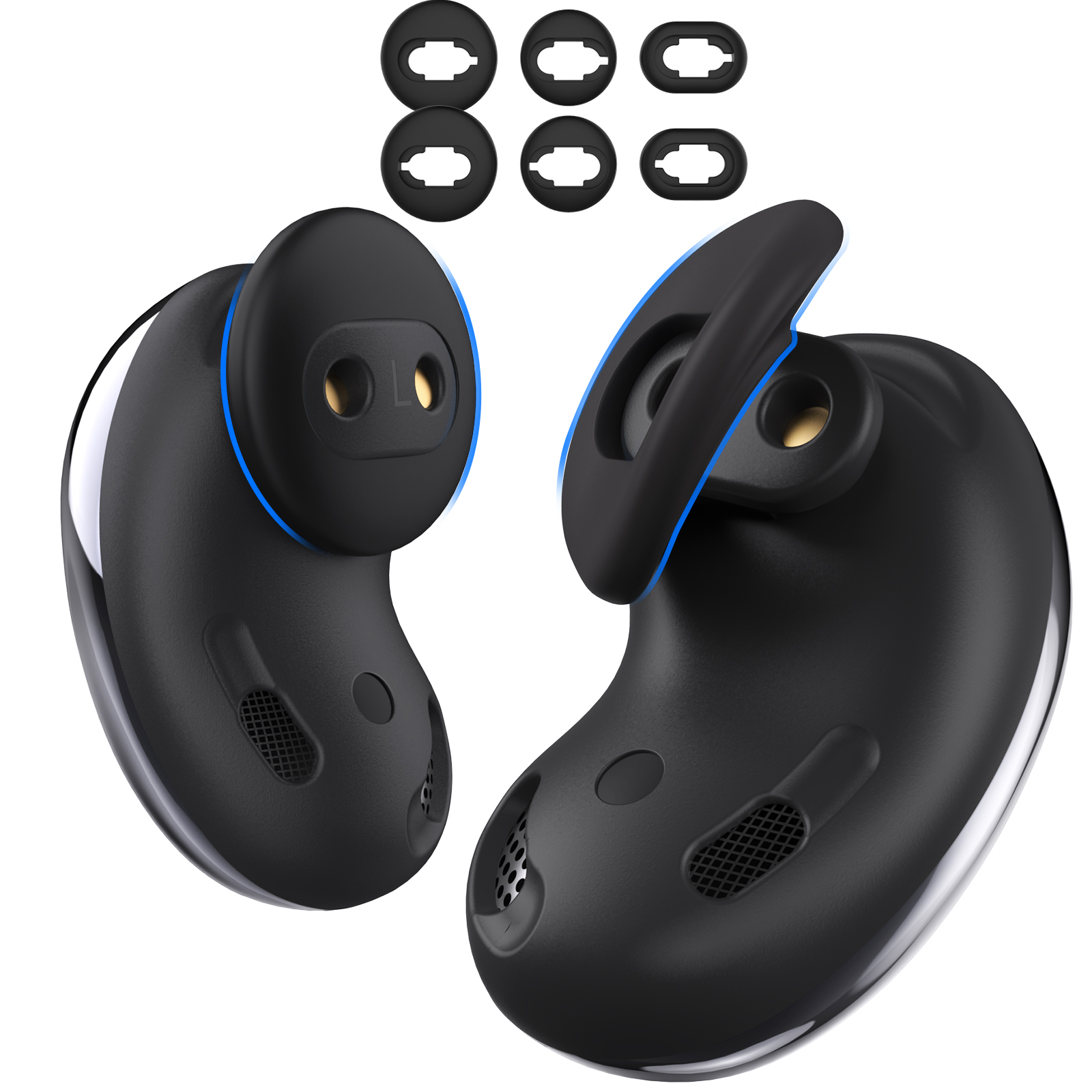 AHASTYLE PT132 3 Pairs For Samsung Galaxy Buds Live Silicone Ear Tips Replacement Earphone Caps, Size: S + M + L - Black