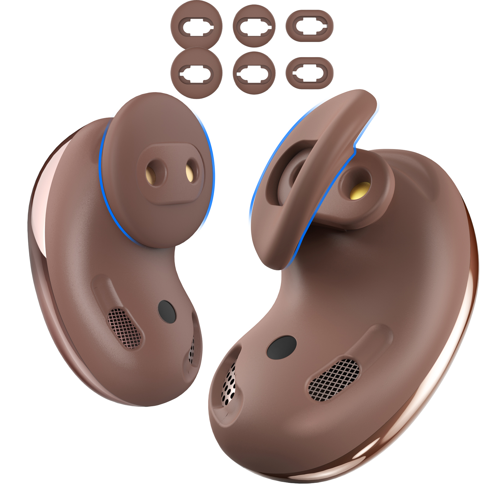 AHASTYLE PT132 3 Pairs For Samsung Galaxy Buds Live Silicone Ear Tips Replacement Earphone Caps, Size: S + M + L - Brown