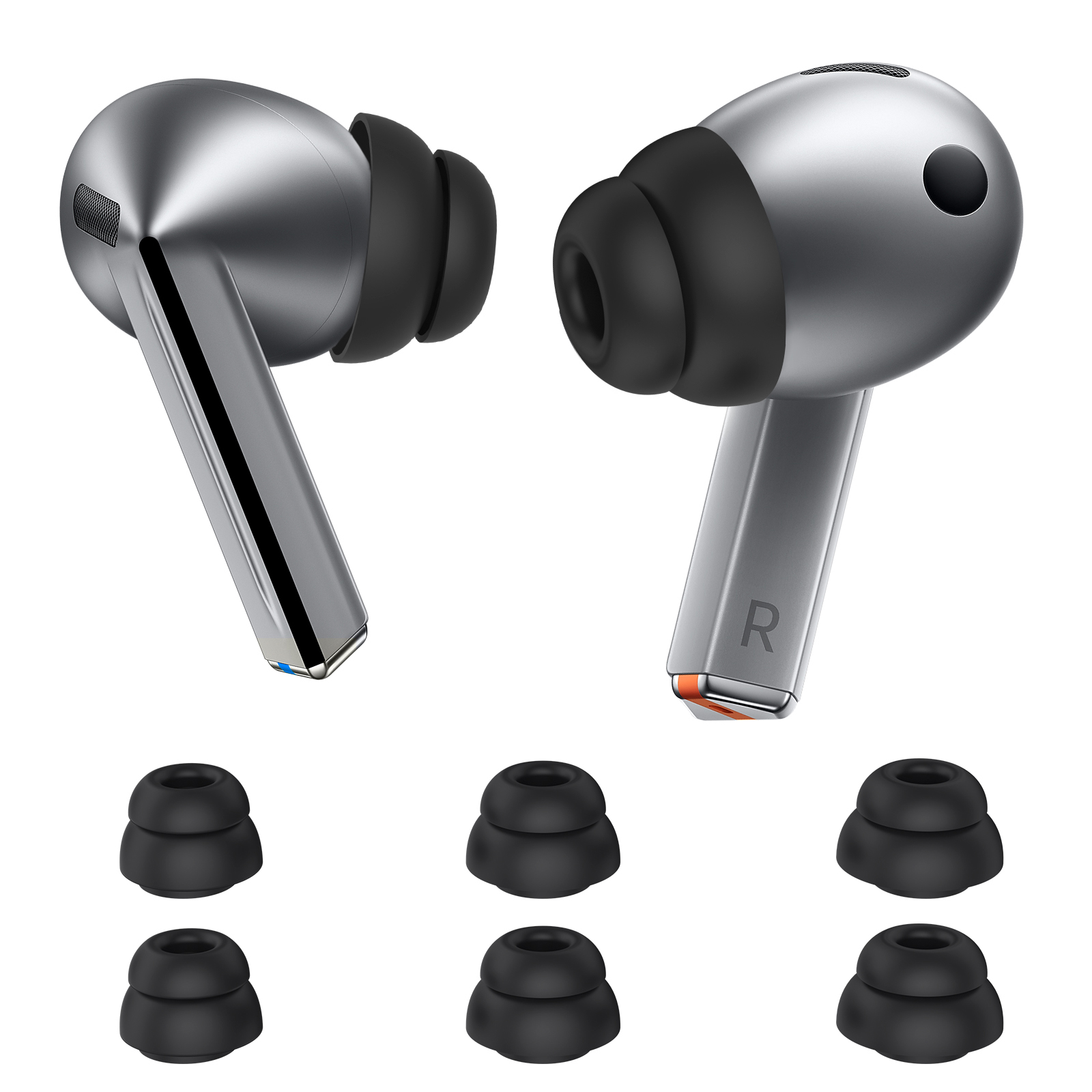 AHASTYLE DD09 3 Pairs For Samsung Galaxy Buds3 Pro Silicone Ear Tips Replacement Earphone Caps, Size: S + M + L - Black