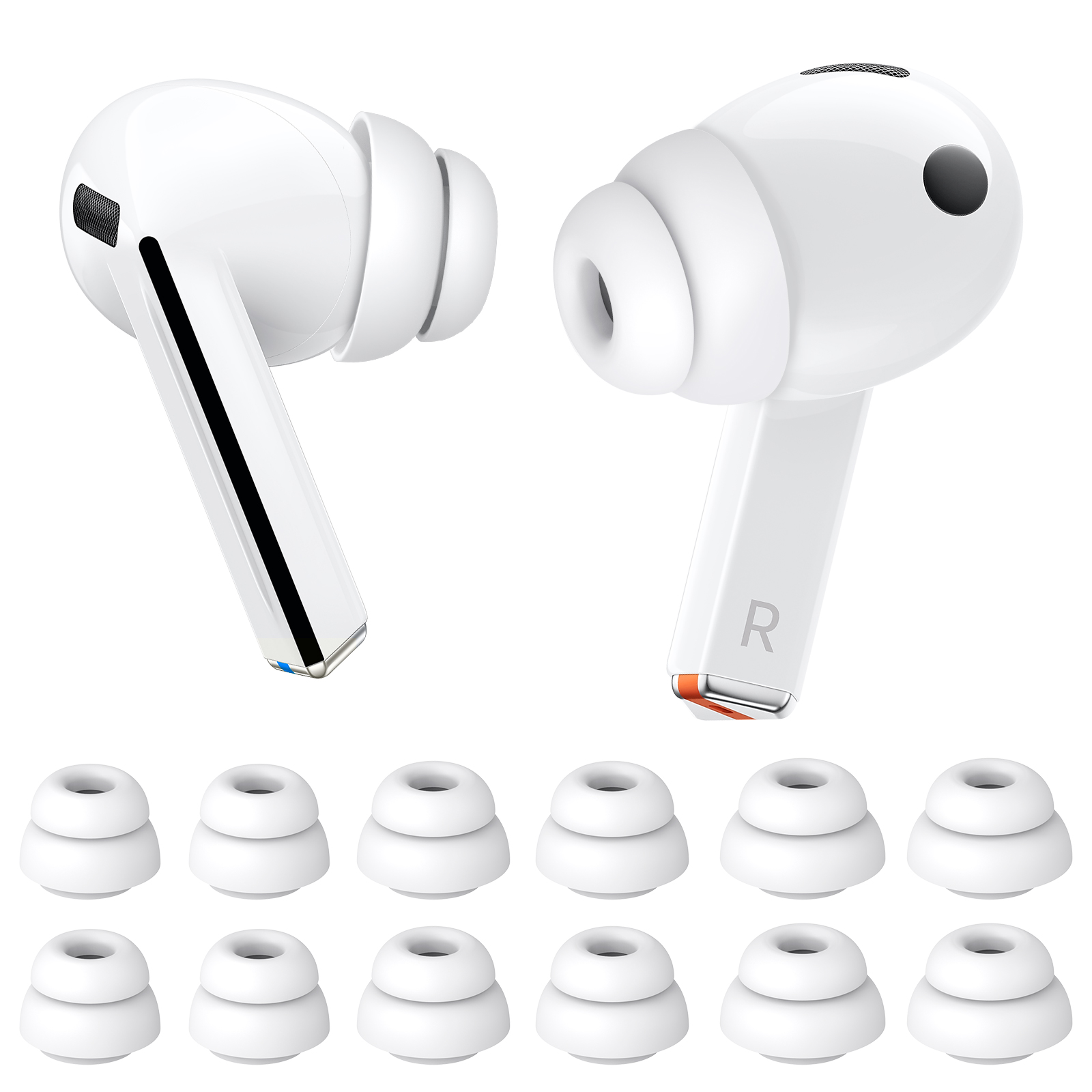 AHASTYLE DD09 6 Pairs For Samsung Galaxy Buds3 Pro Silicone Ear Tips Replacement Earphone Caps, Size: S + M + L - White