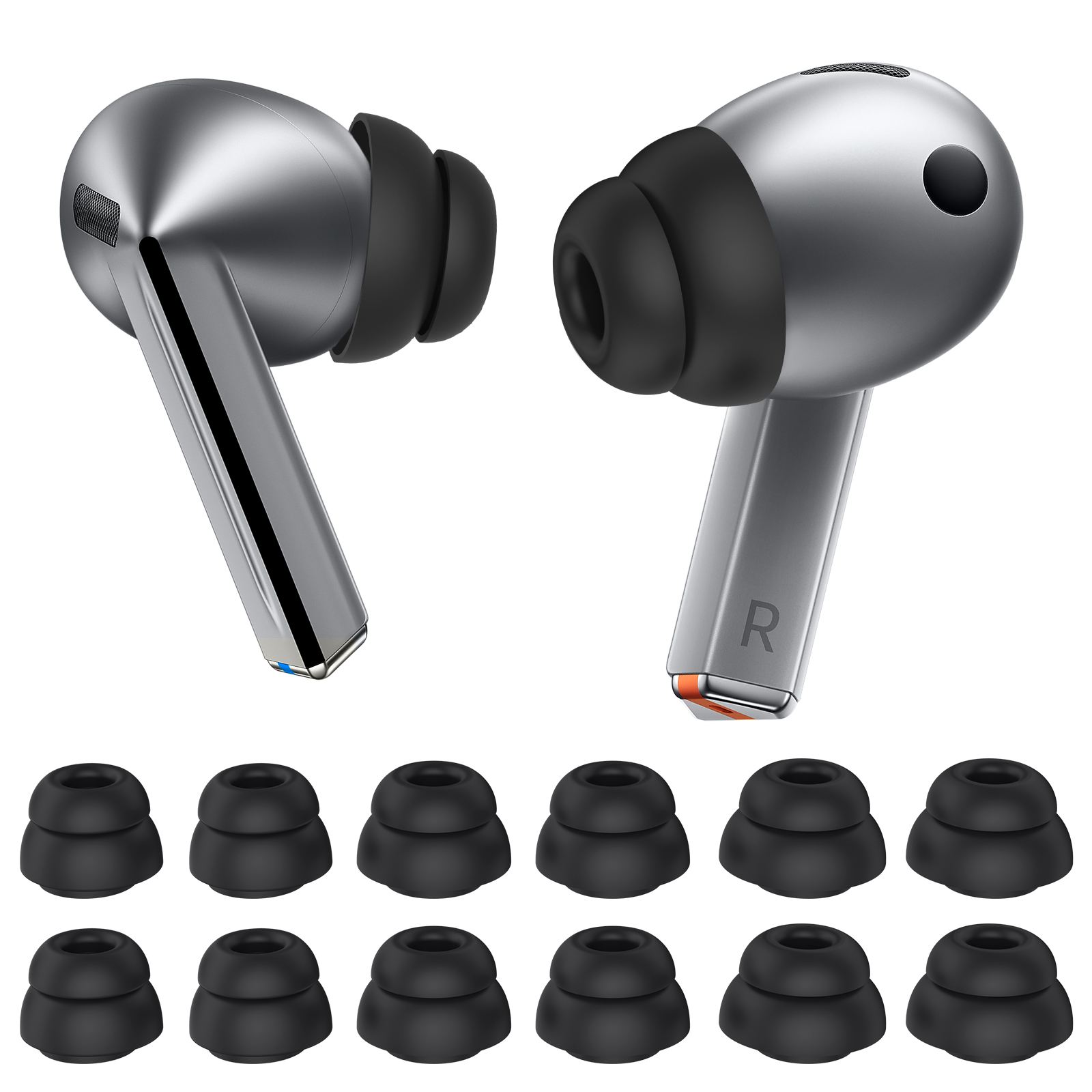 AHASTYLE DD09 6 Pairs For Samsung Galaxy Buds3 Pro Silicone Ear Tips Replacement Earphone Caps, Size: S + M + L - Black