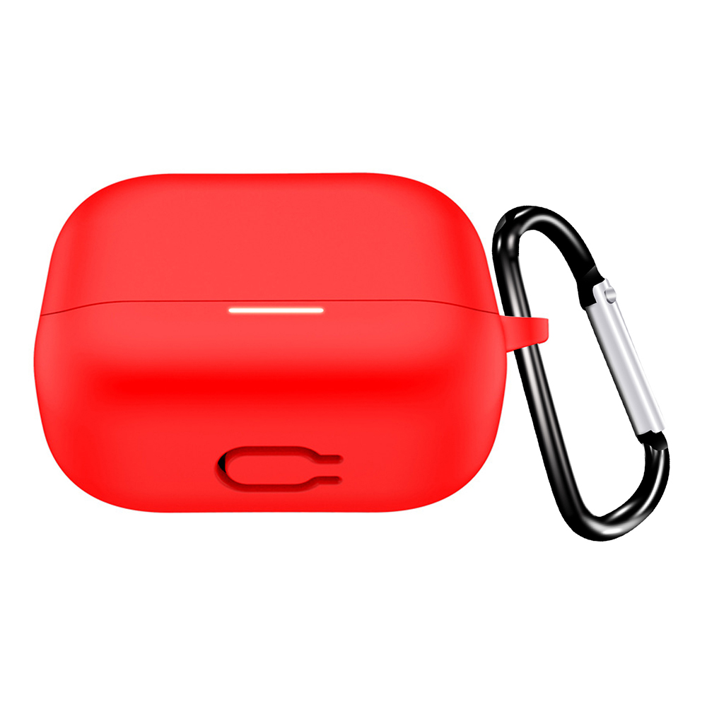 For Anker Soundcore K20i Protective Case Bluetooth-Compatible Earphone Silicone Cover with Hook - Red