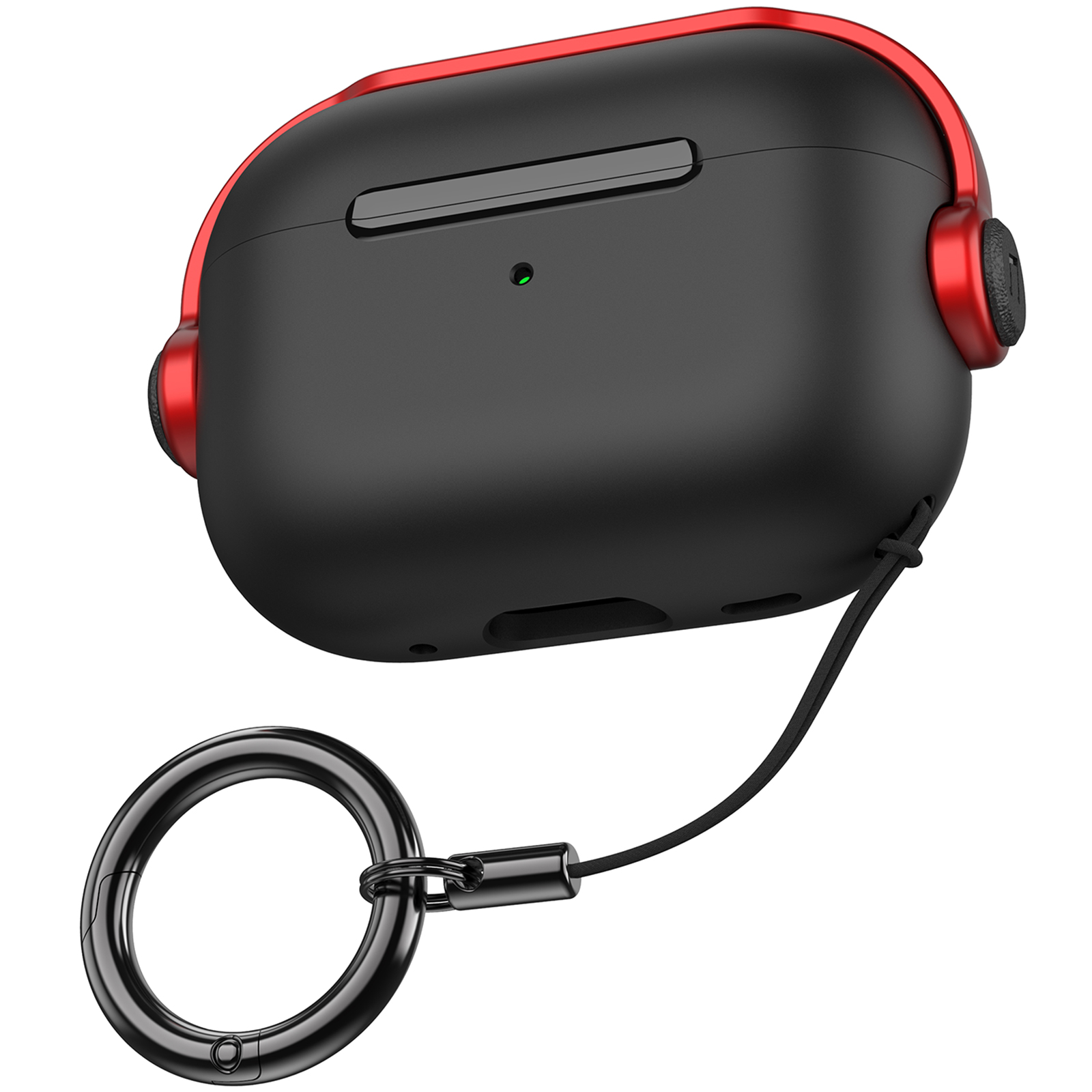 AHASTYLE WG109 For Apple AirPods Pro / Pro 2 Case TPU Bluetooth-Compatible Earphone Protective Cover with Strap - Black + Red