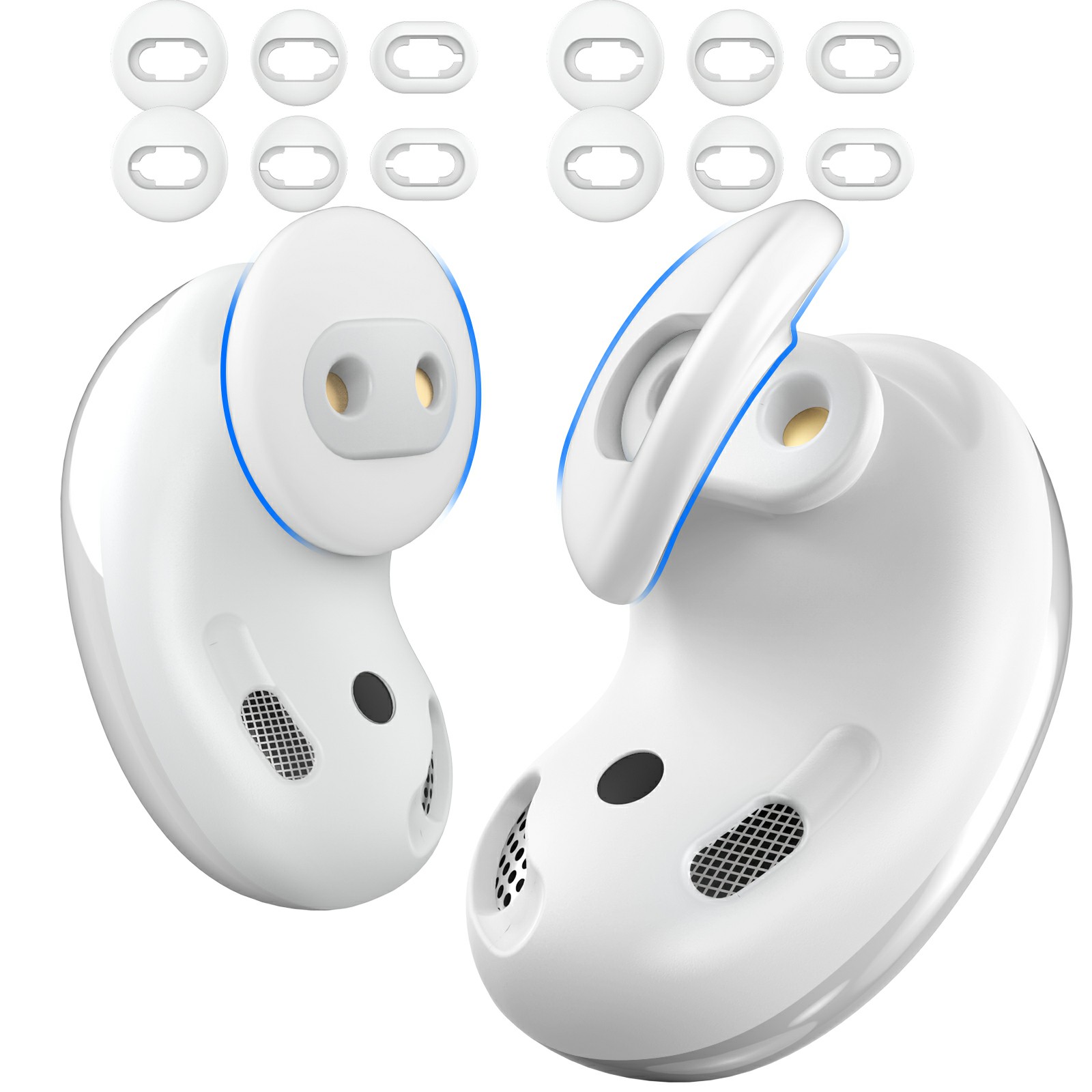 AHASTYLE PT132 For Samsung Galaxy Buds Live Silicone Cap Replacement Ear Plug (6 Pairs in Total, 2 Pairs Each in L  /  M  /  S) - White